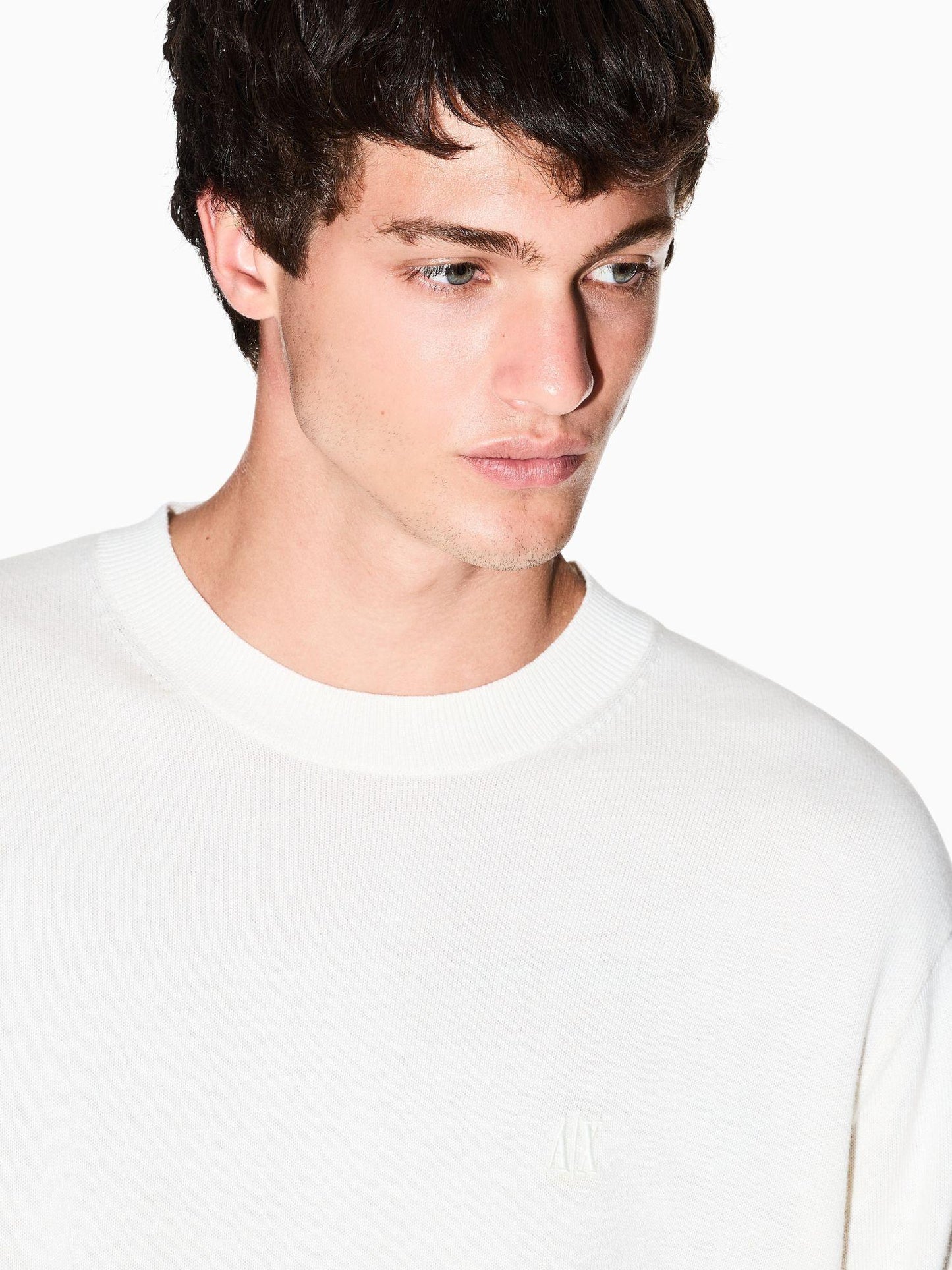 Armani Exchange Maglione girocollo in misto cotone Uomo Bianco