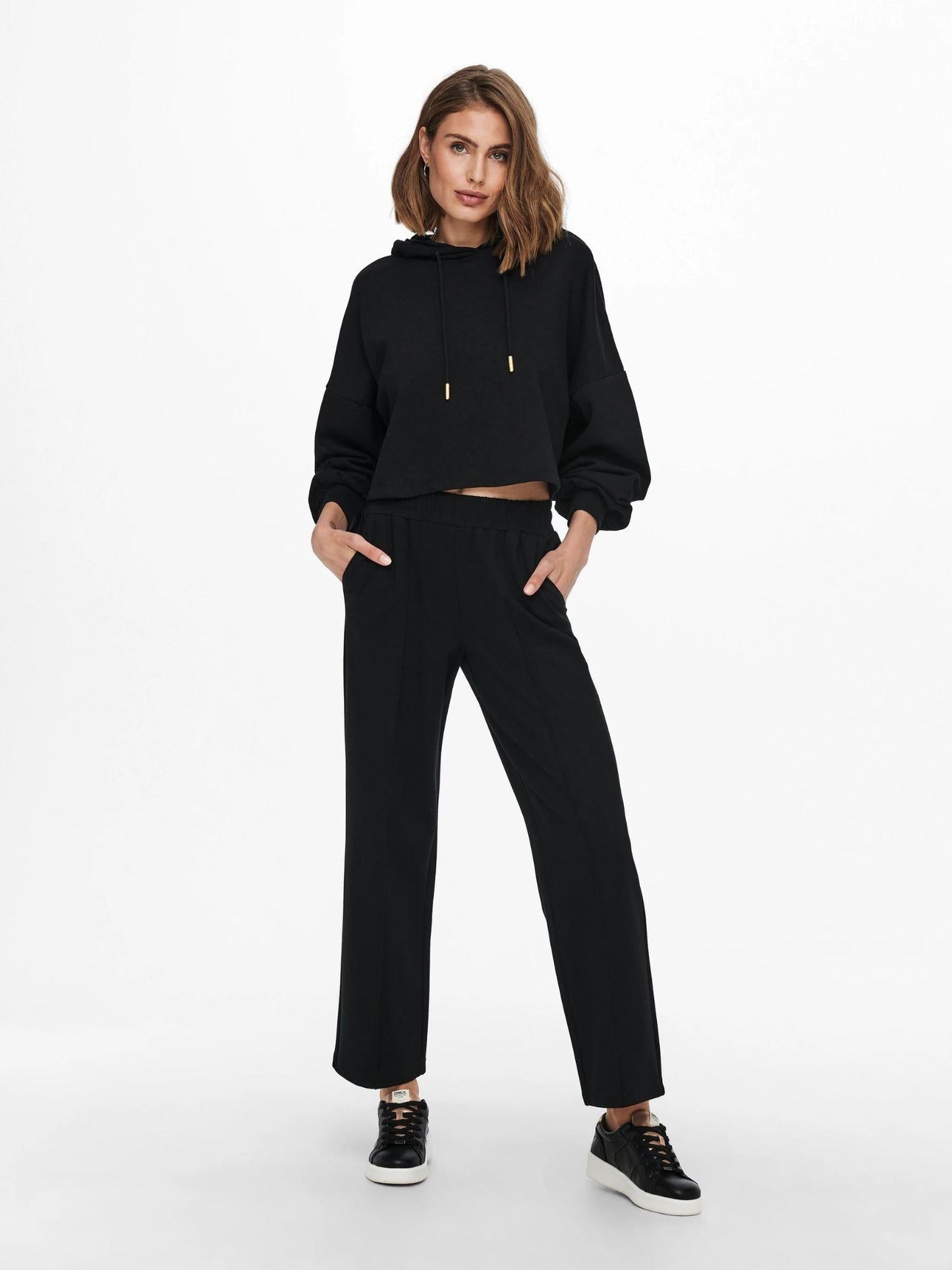 Only Pantaloni A Gamba Larga Donna Poptrash-Suki Loose Fit Nero