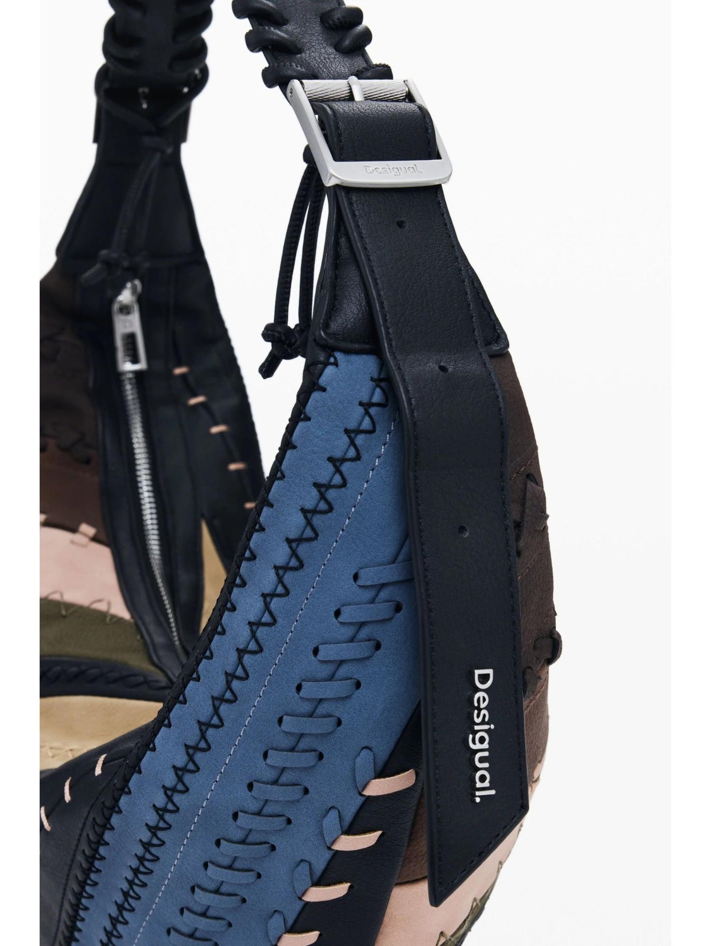 Desigual Borsa a tracolla patchwork media Donna Marrone