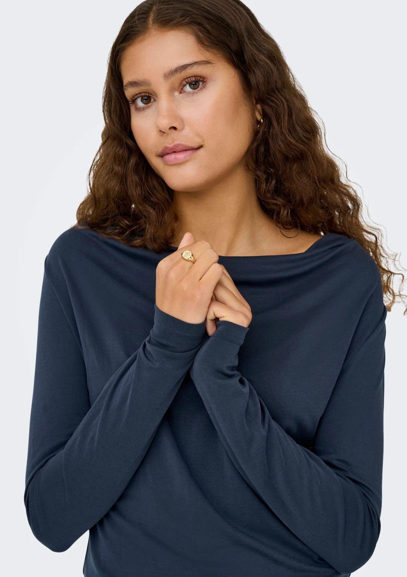 Jacqueline De Yong Maglia Donna Ester Blu