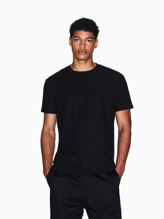 Armani Exchange T-Shirt Uomo Regular Fit in Tessuto Jacquard Nero