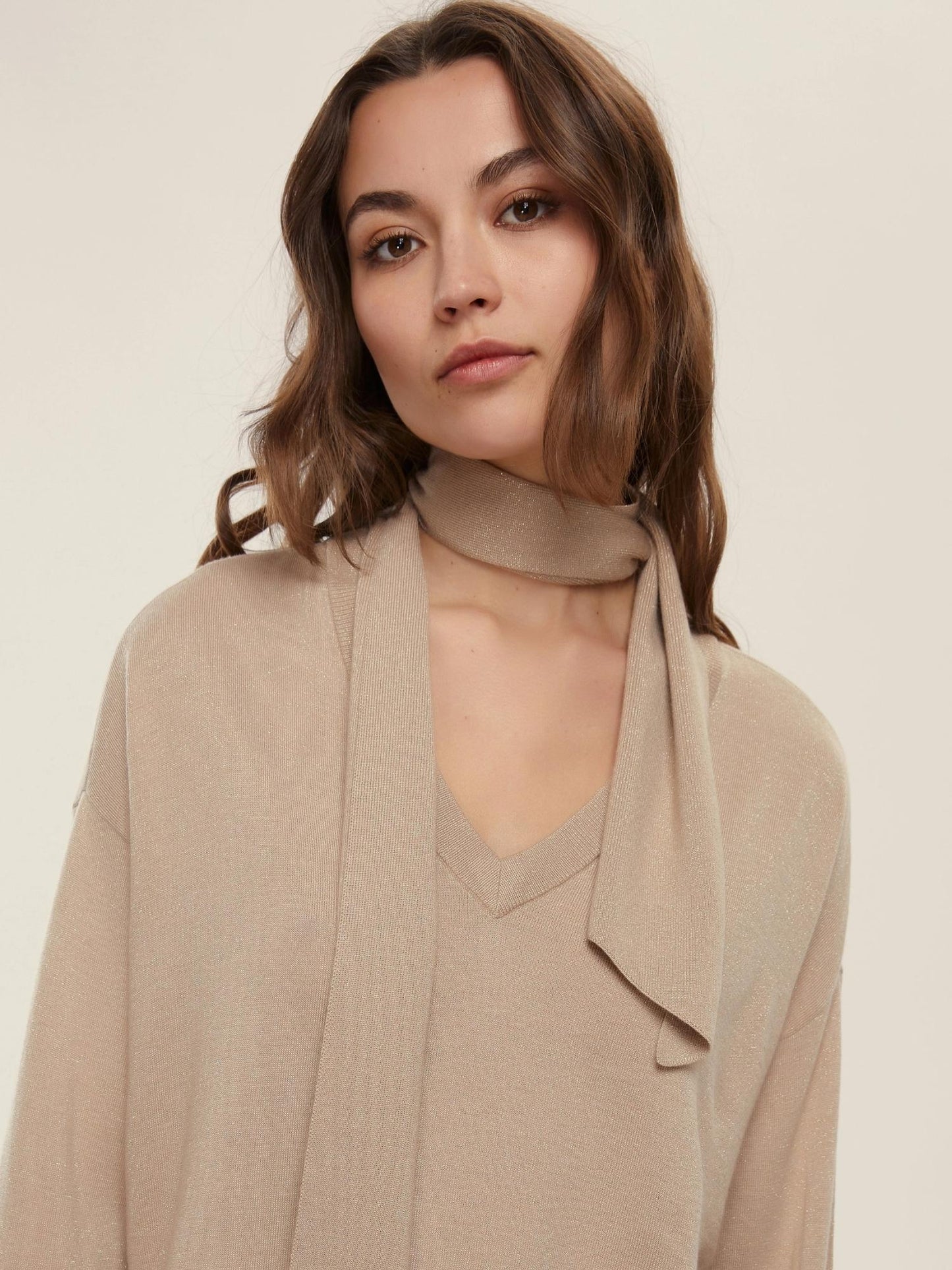 Emme Marella Maglia over con sciarpa Donna Eroico Beige