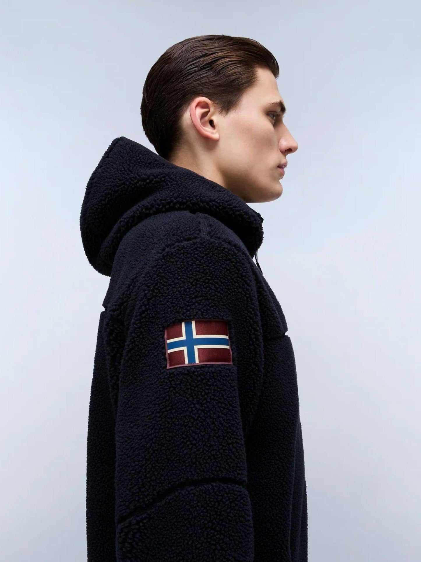 Napapijri Felpa Uomo Yupik Con Cappuccio E Zip In Pile Nero