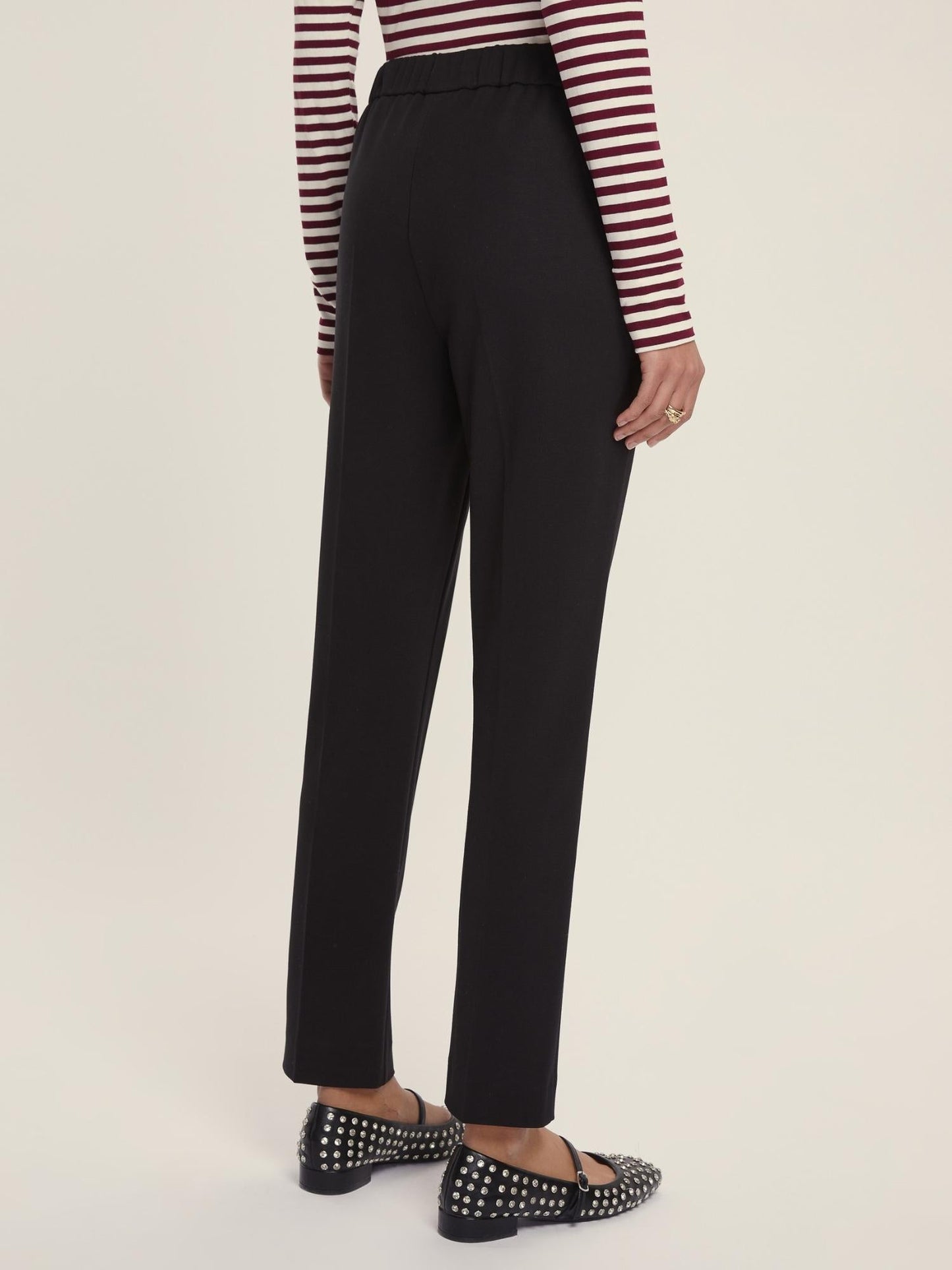 Emme Marella Pantalone Donna a sigaretta in jersey Chinos Nero