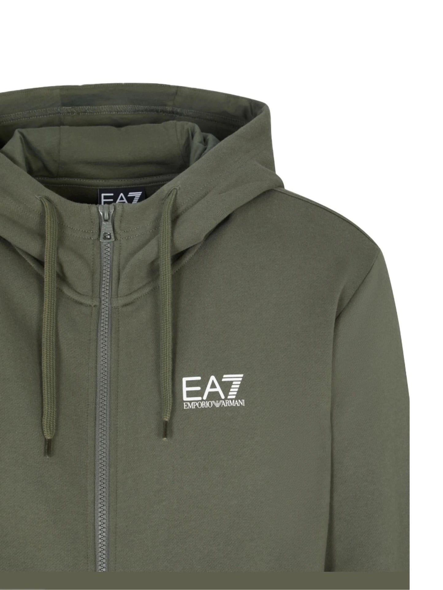 EA7 Emporio Armani Tuta Uomo con cappuccio e zip Verde Nero
