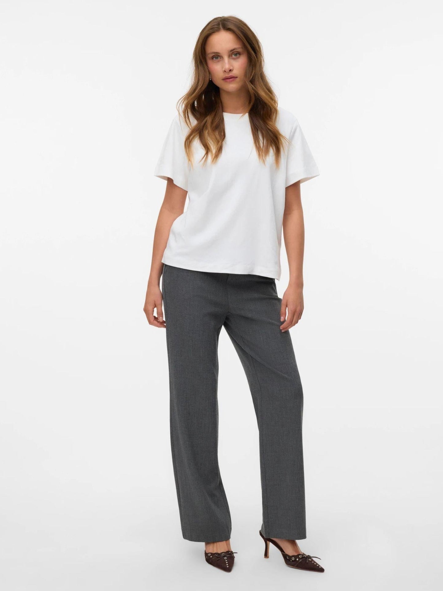 Vero Moda Pantaloni Donna Maya A Vita Media Nero Grey Melange