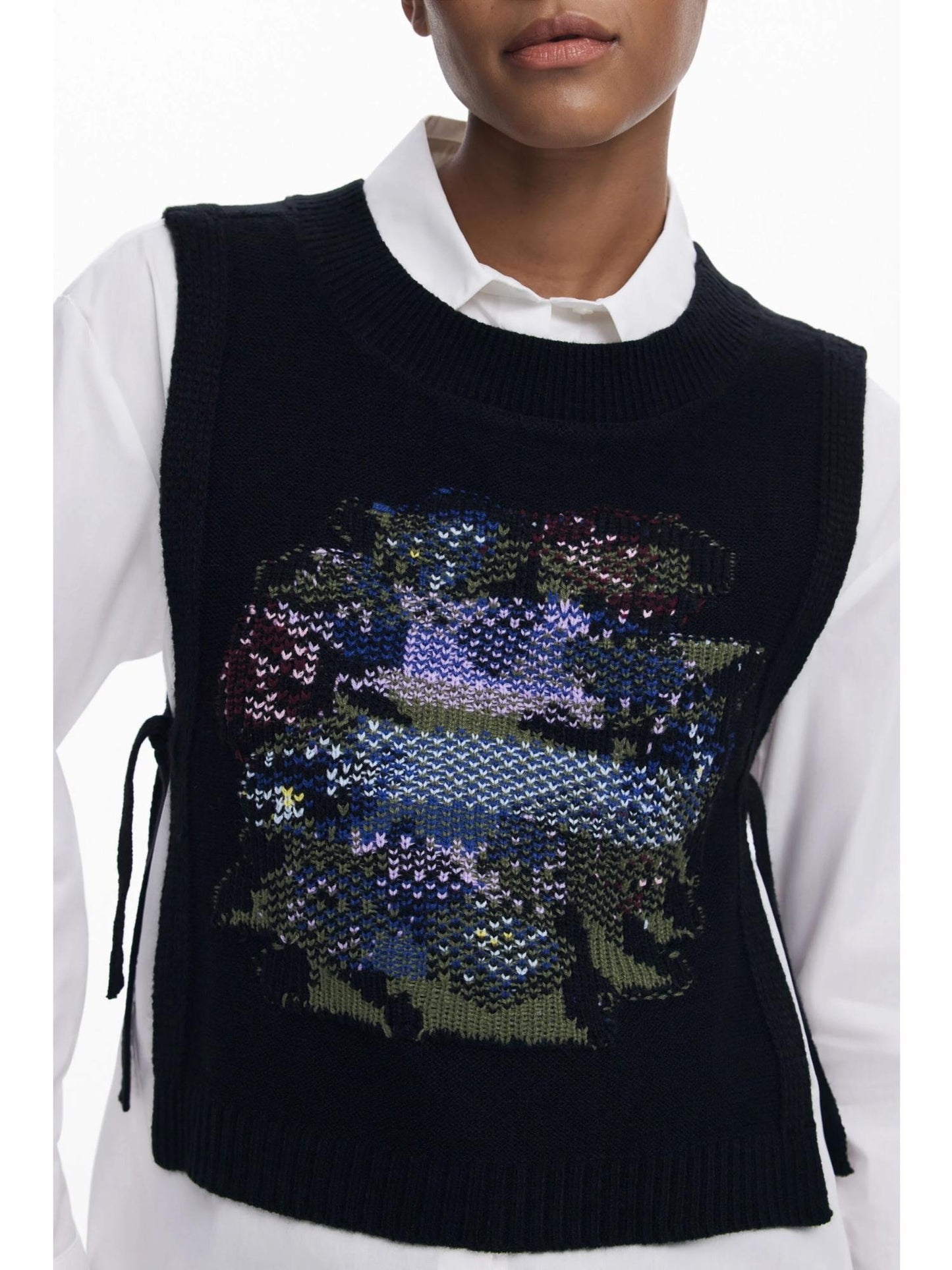 Desigual Camicia 2in1 fiori Donna Bianco