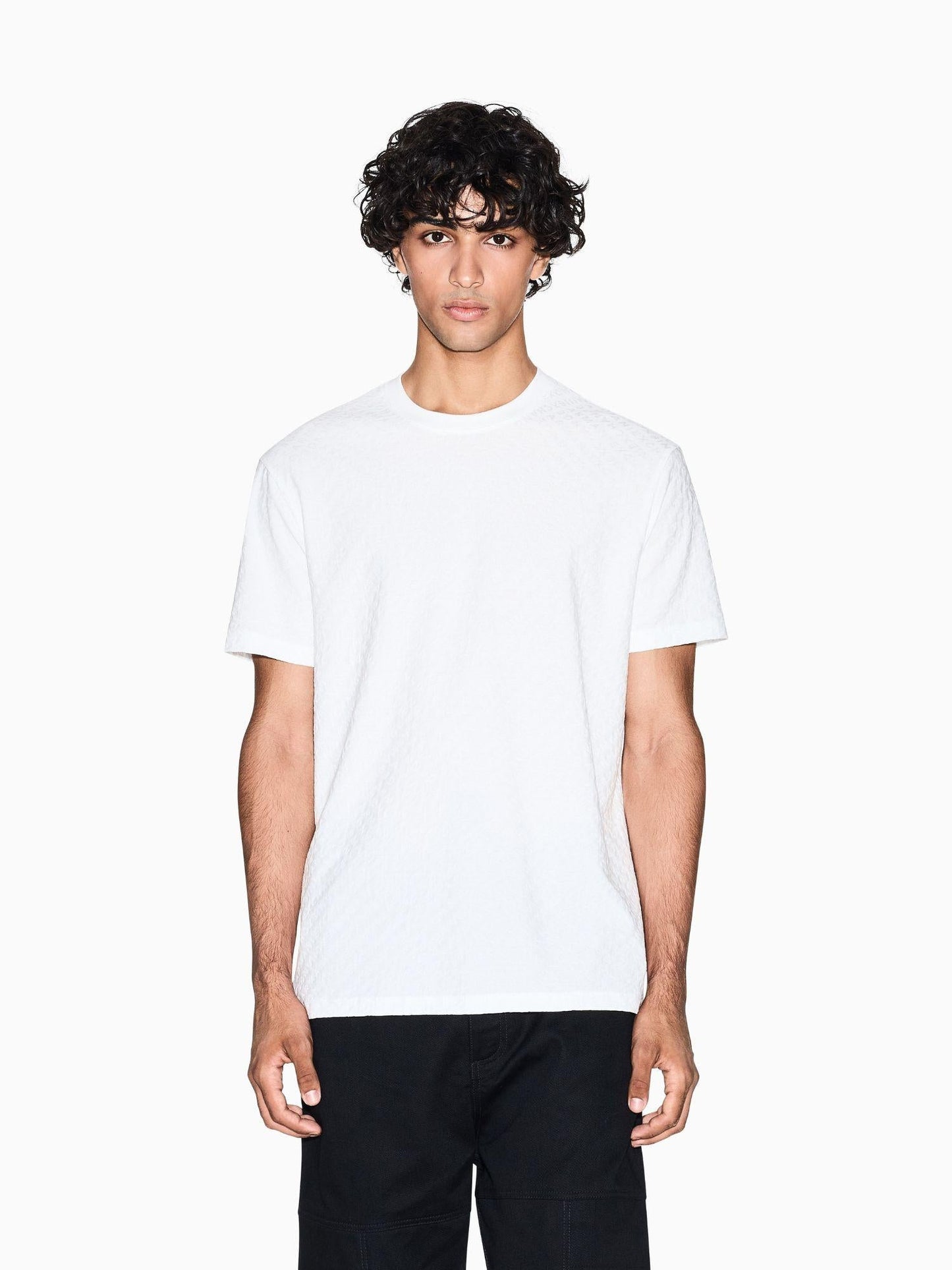 Armani Exchange T-Shirt Uomo Regular Fit in Tessuto Jacquard Bianco