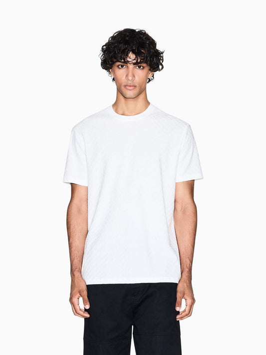 Armani Exchange T-Shirt Uomo Regular Fit in Tessuto Jacquard Bianco