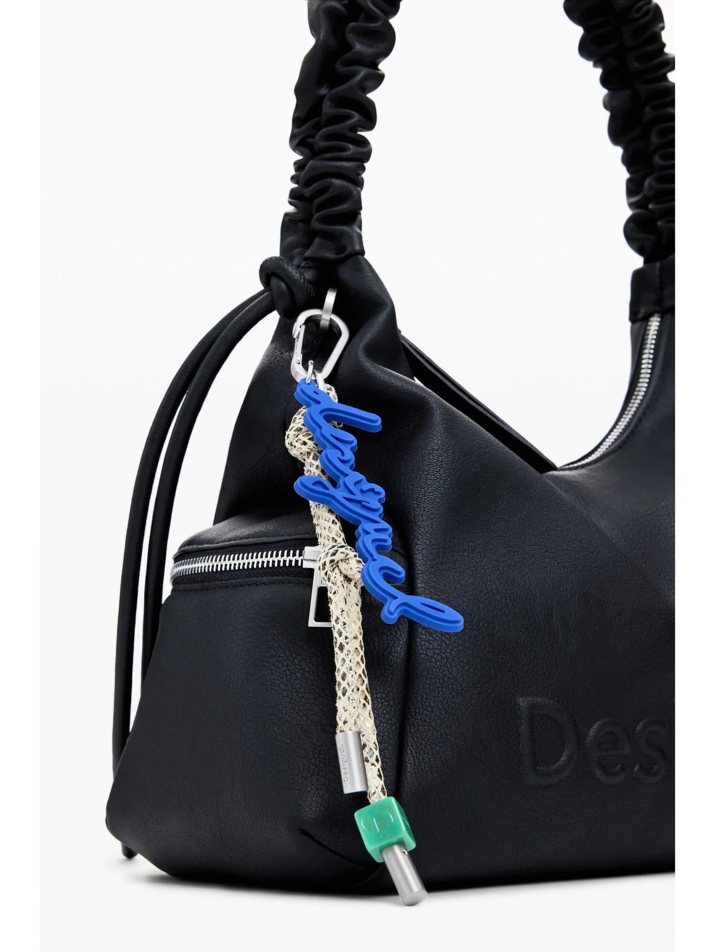 Desigual Borsa logo 3D con manico arricciato media Donna Nero