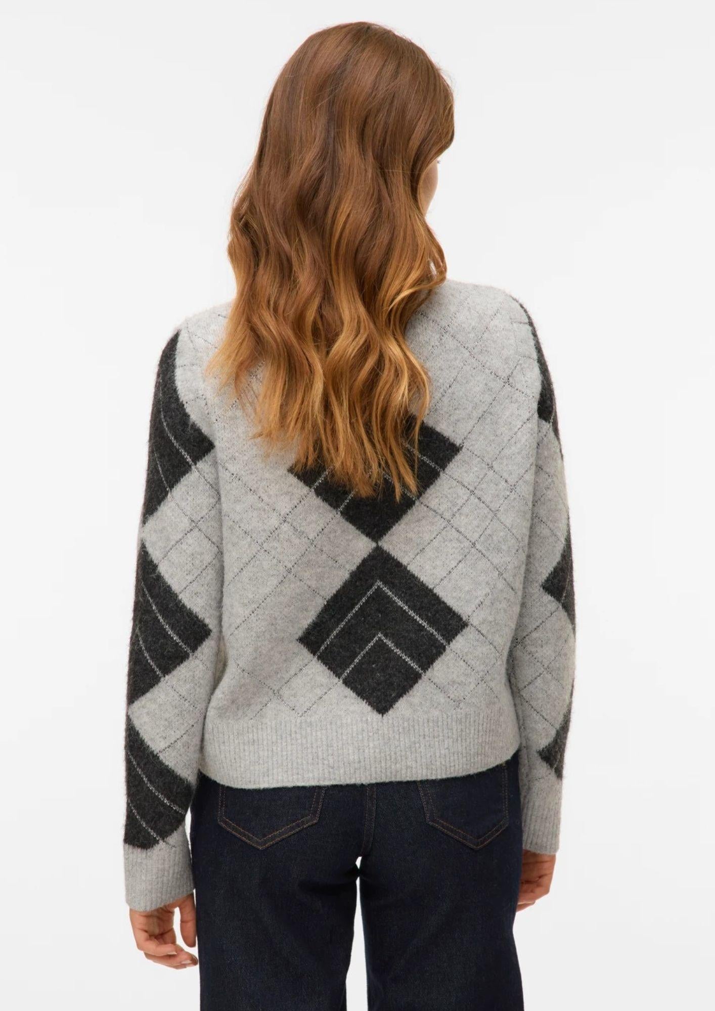 Vero Moda Cardigan Donna Dae Grigio Chiaro Dettaglia Grigio scuro