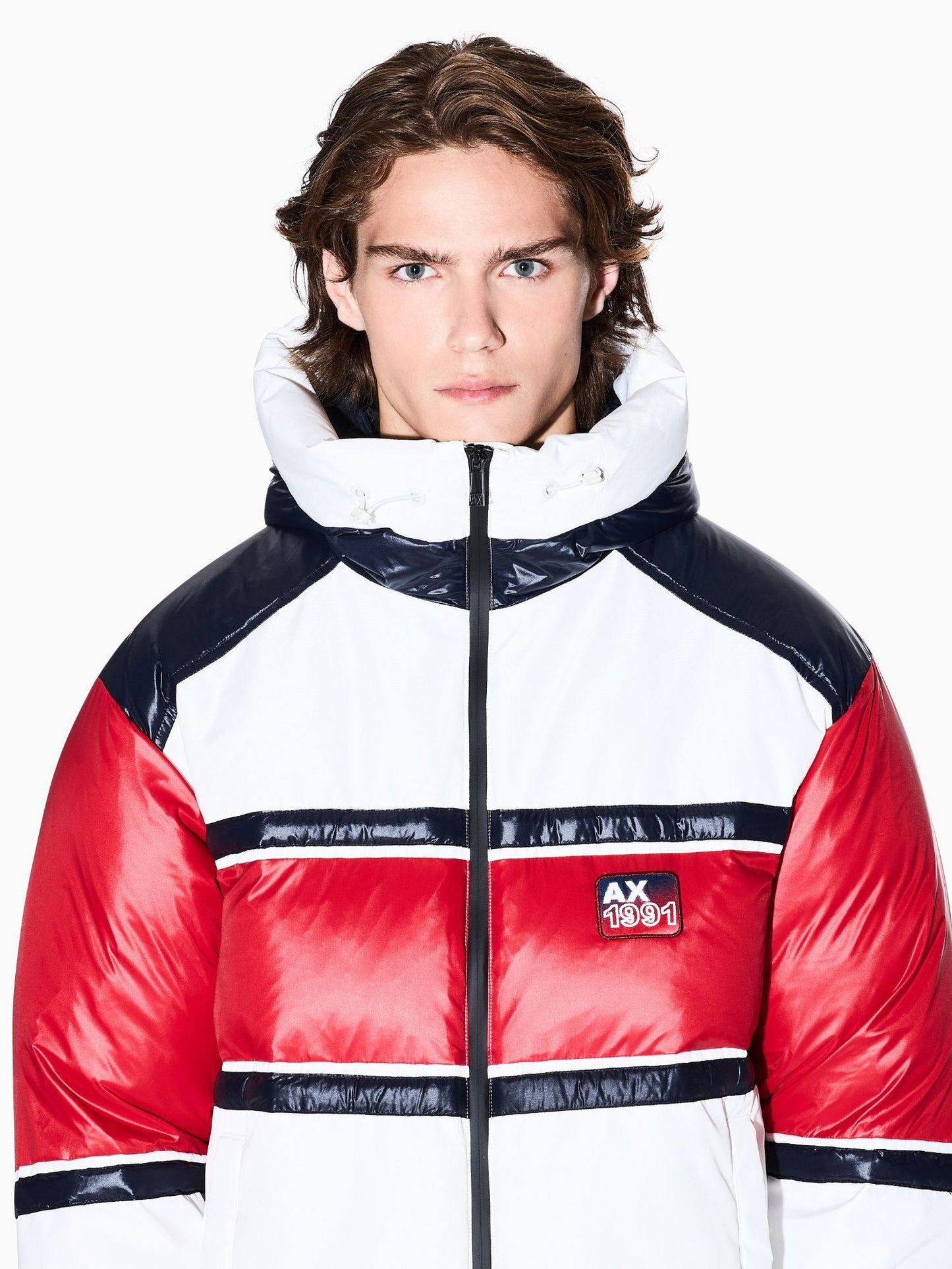 Armani Exchange Giubbotto Uomo con Bande a Contrasto Bianco