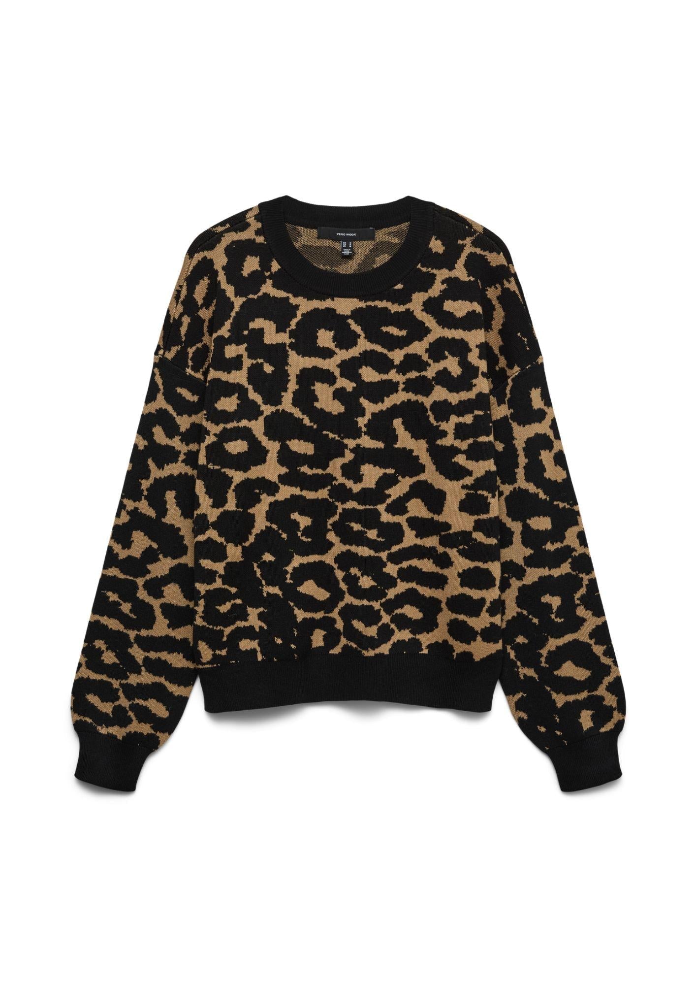 Vero Moda Pullover Donna Siljeanimal Marrone Animalier