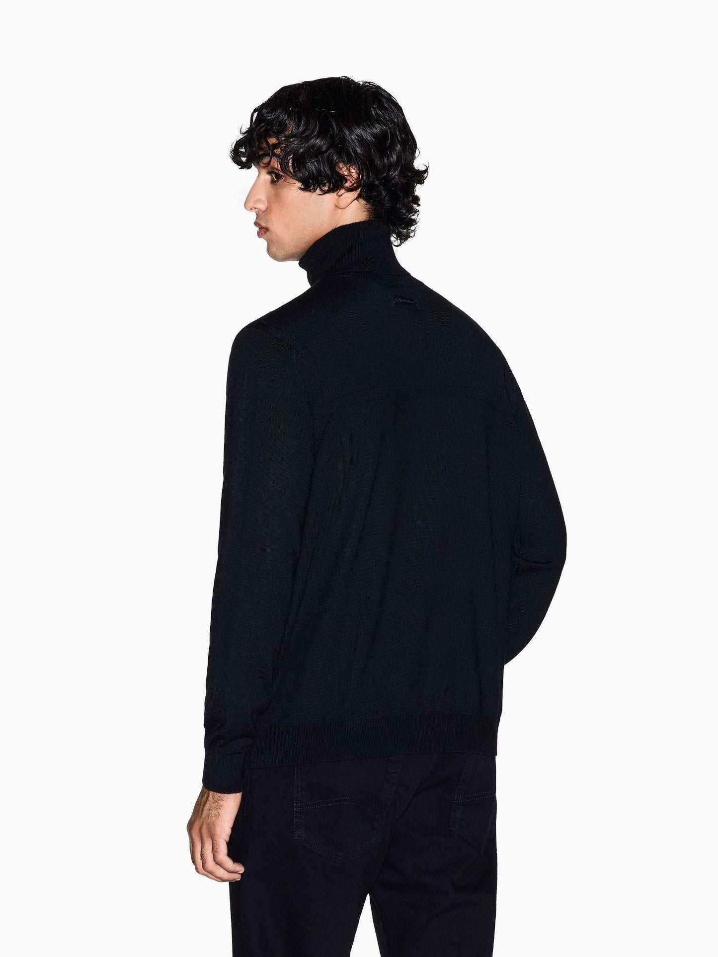 Armani Exchange Maglione dolcevita in misto lana Uomo Nero