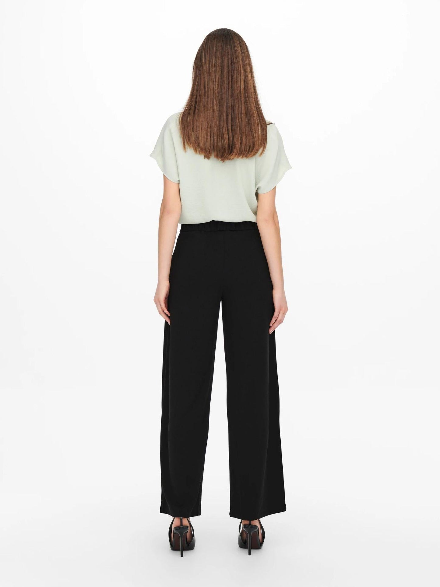 Jacqueline De Yong Pantaloni A Gamba Larga Donna Geggo Wide Leg Fit Nero