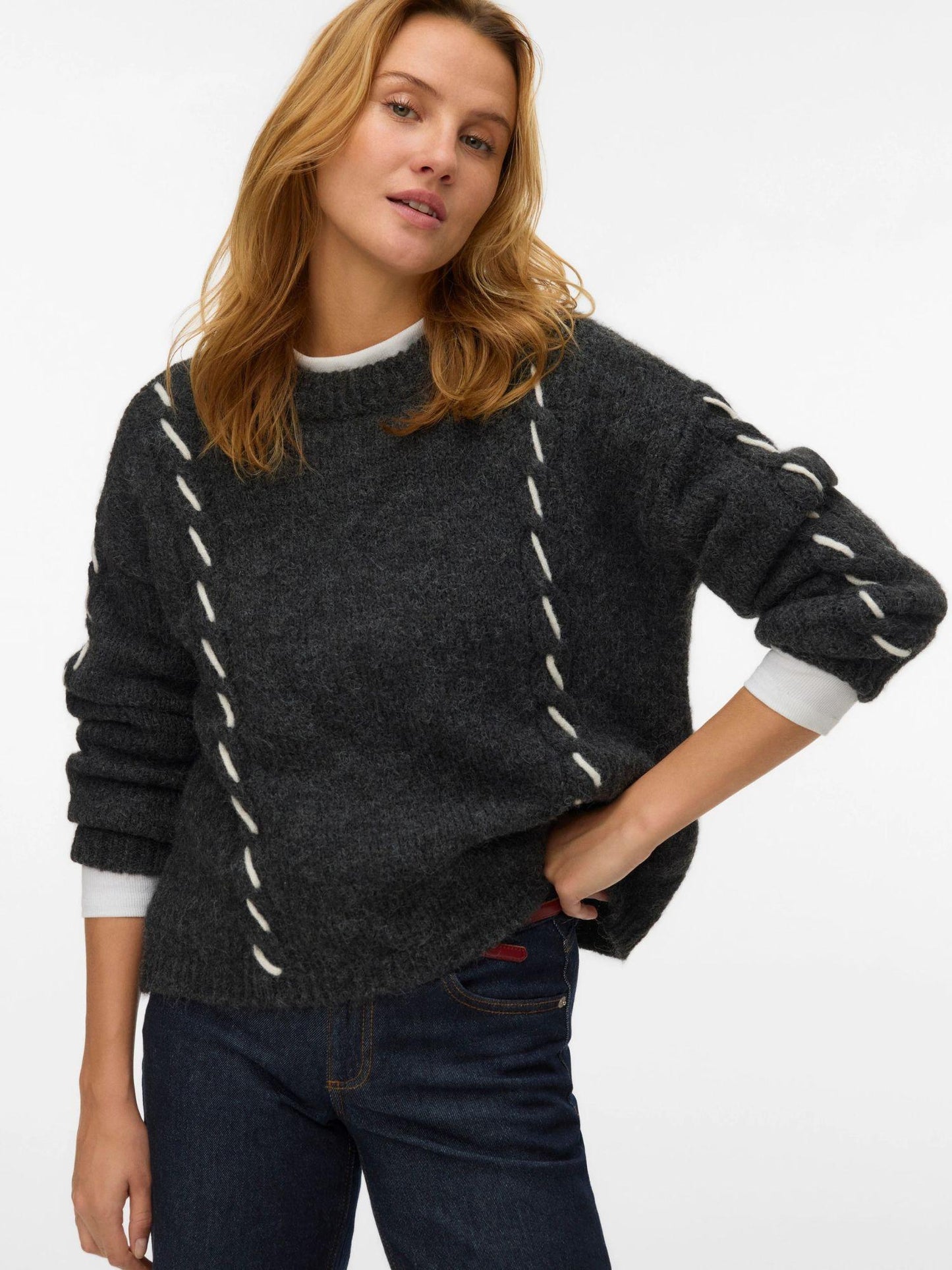 Vero Moda Maglione Donna Ilina Dark Grey Melange