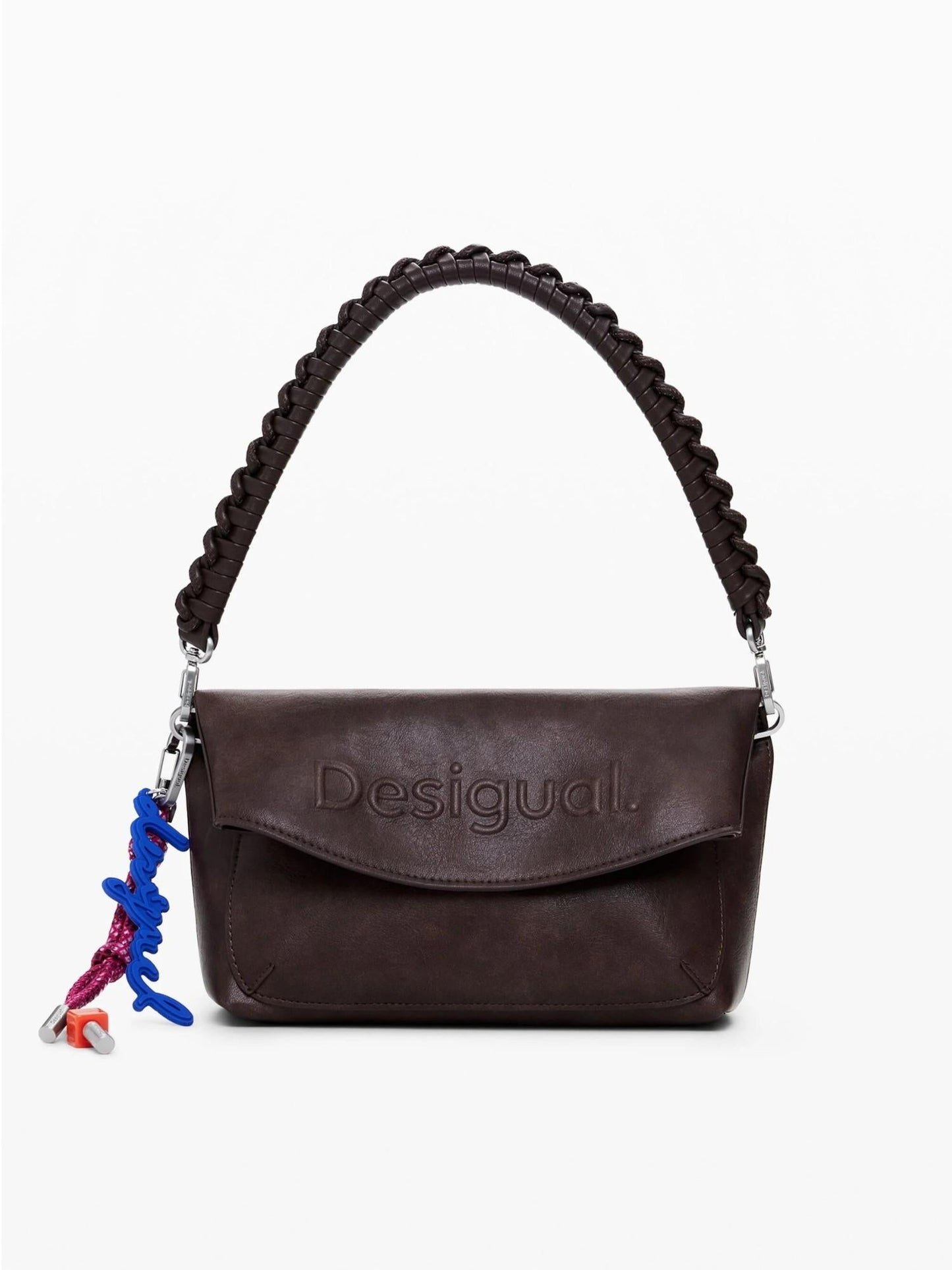 Desigual Borsa effetto camoscio logo 3D medio Donna Marrone