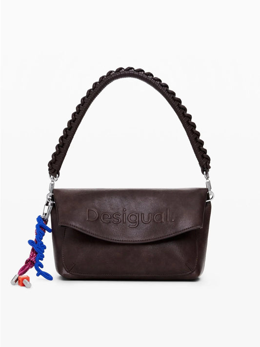 Desigual Borsa effetto camoscio logo 3D medio Donna Marrone