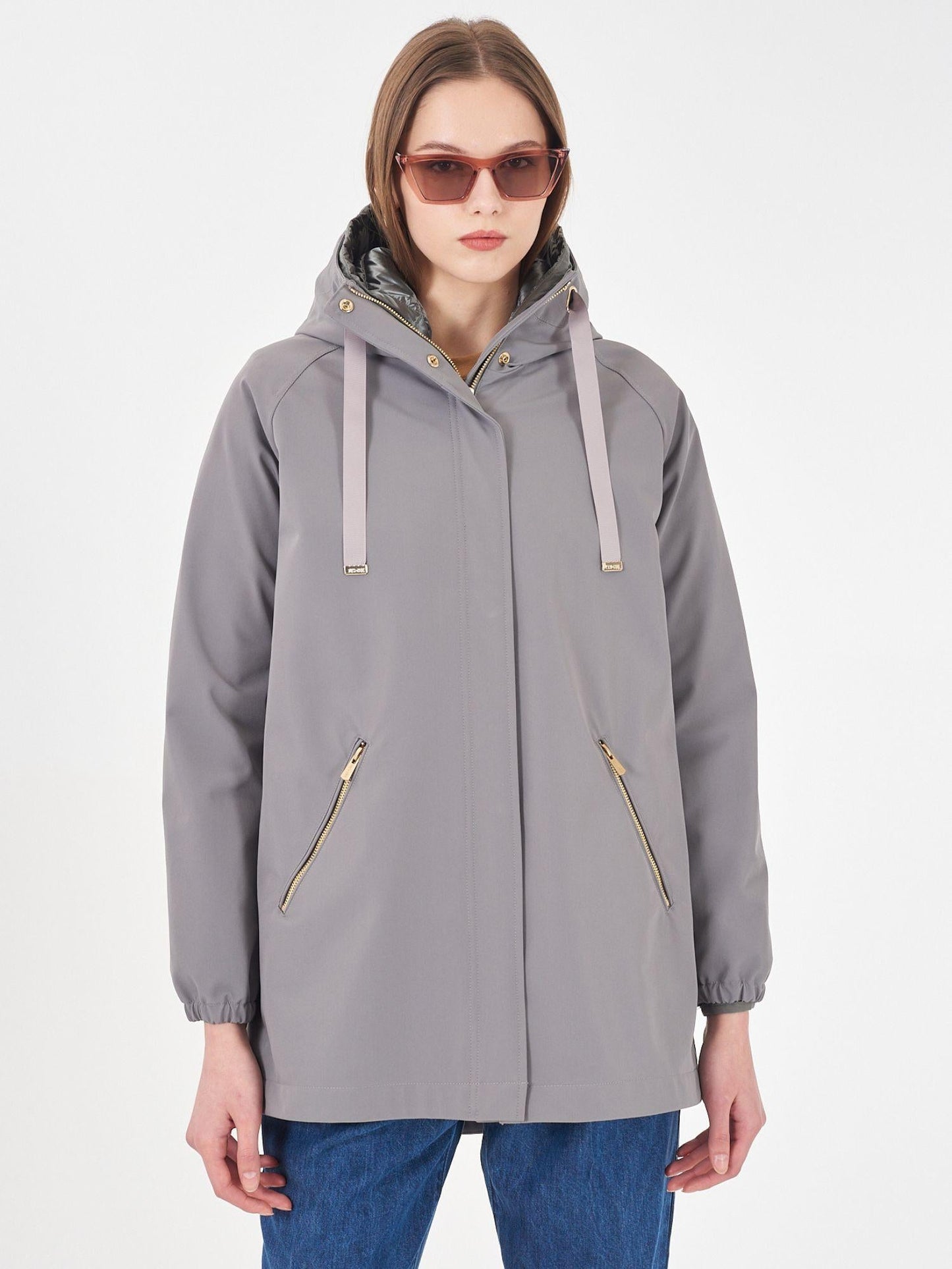 Yes Zee Parka Donna con Giubbino Trapuntato Interno Grigio
