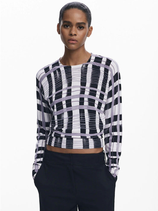 Desigual Maglione a righe mikado Donna Bianco