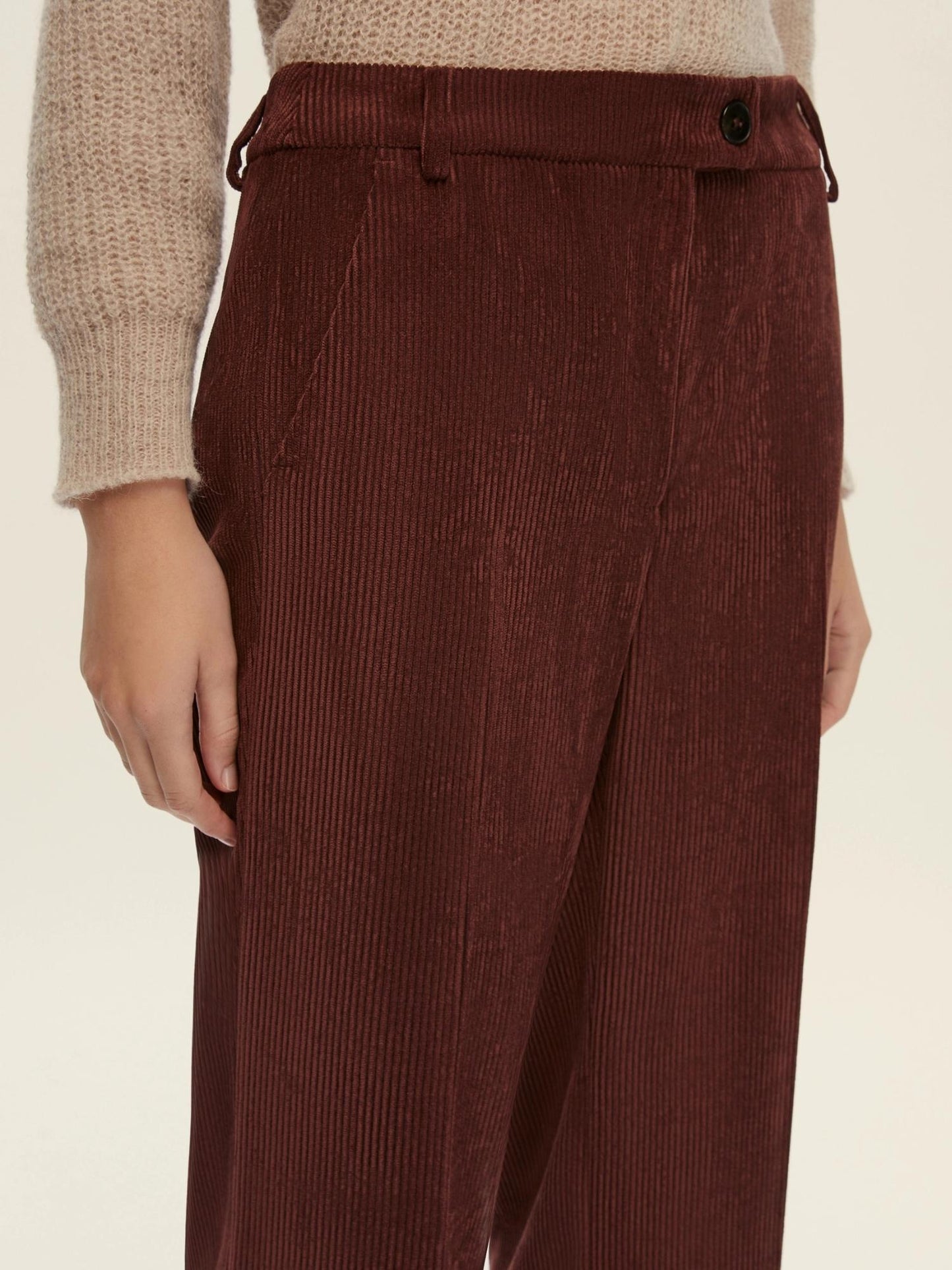 Emme Marella Pantalone dritto in velluto Donna Destino Bordeaux