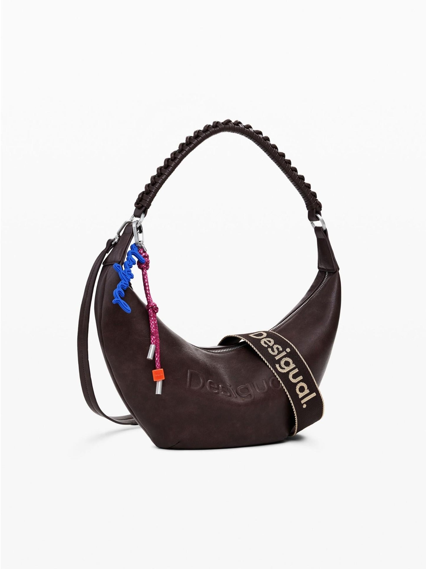 Desigual Borsa a tracolla media con logo 3D Donna Marrone