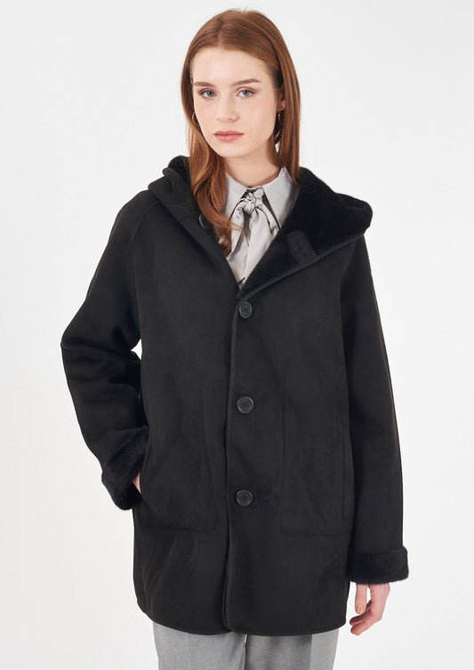 Yes Zee Cappotto Donna Nero