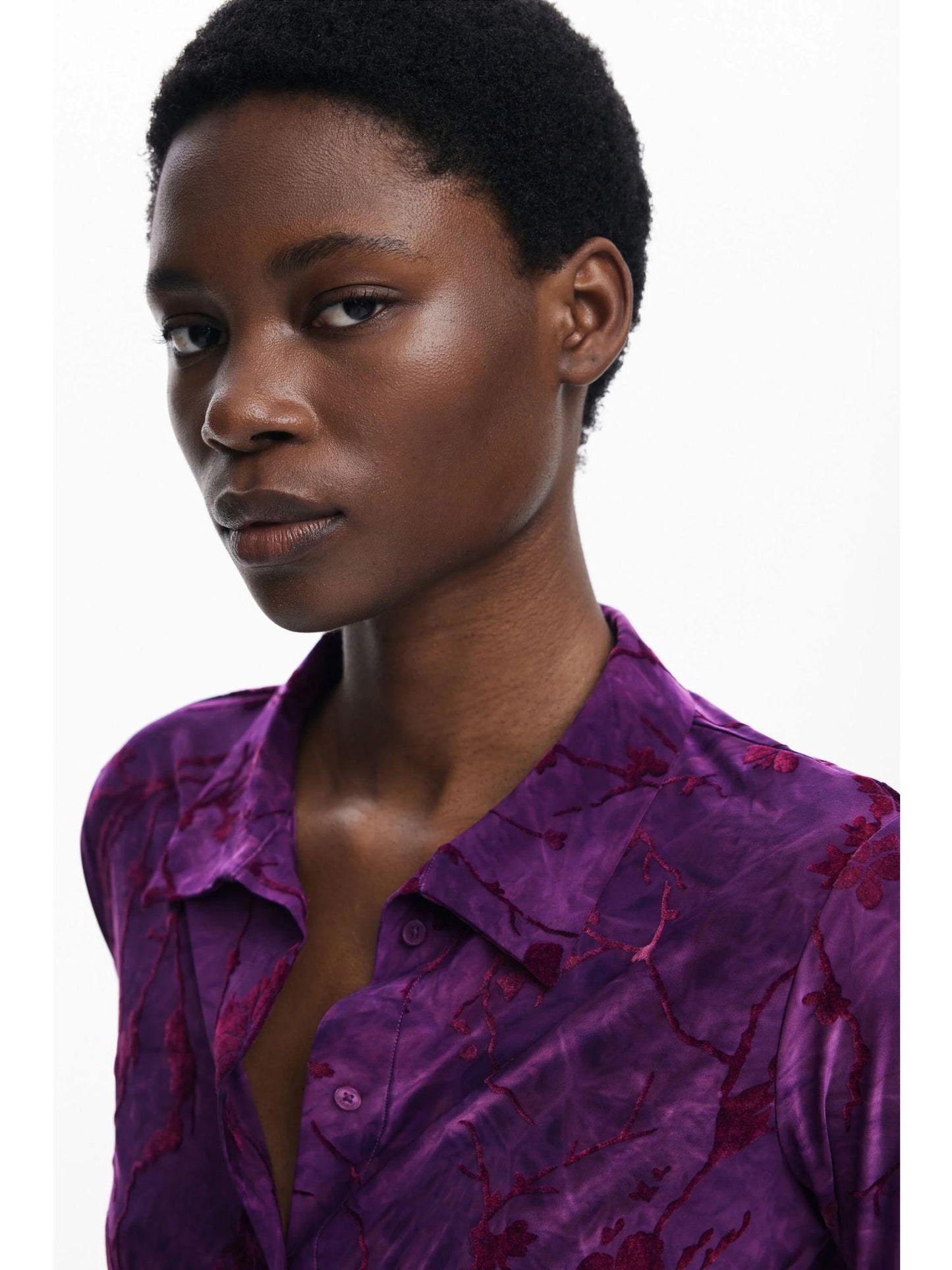 Desigual Maglietta abbottonata orientale Donna Viola