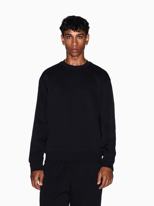 Armani Exchange Felpa Girocollo con Bande Logate Uomo Nera