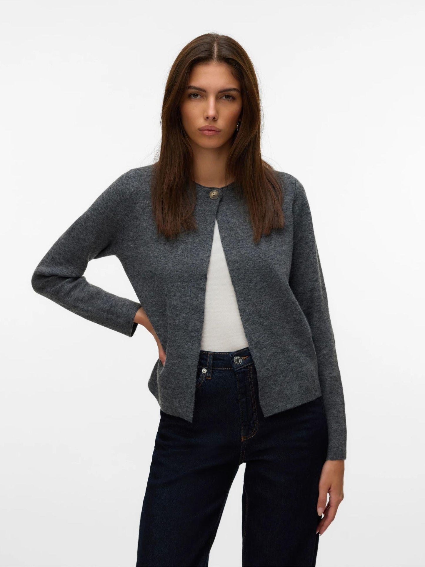 Vero Moda Cardigan In Maglia Donna Marina Grey Dark Grey Melange