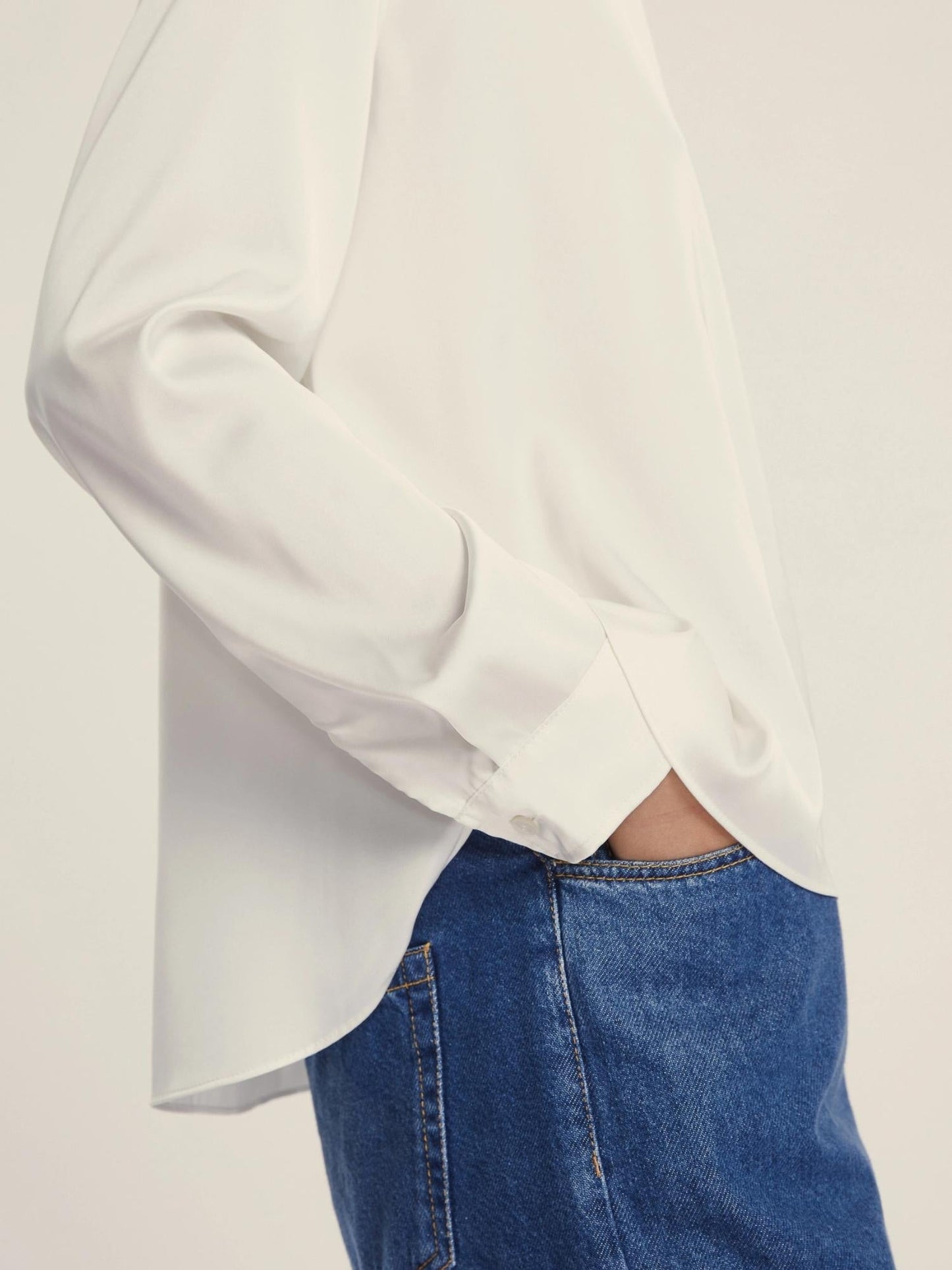 Emme Marella Blusa in raso stretch Donna Madera  Bianco