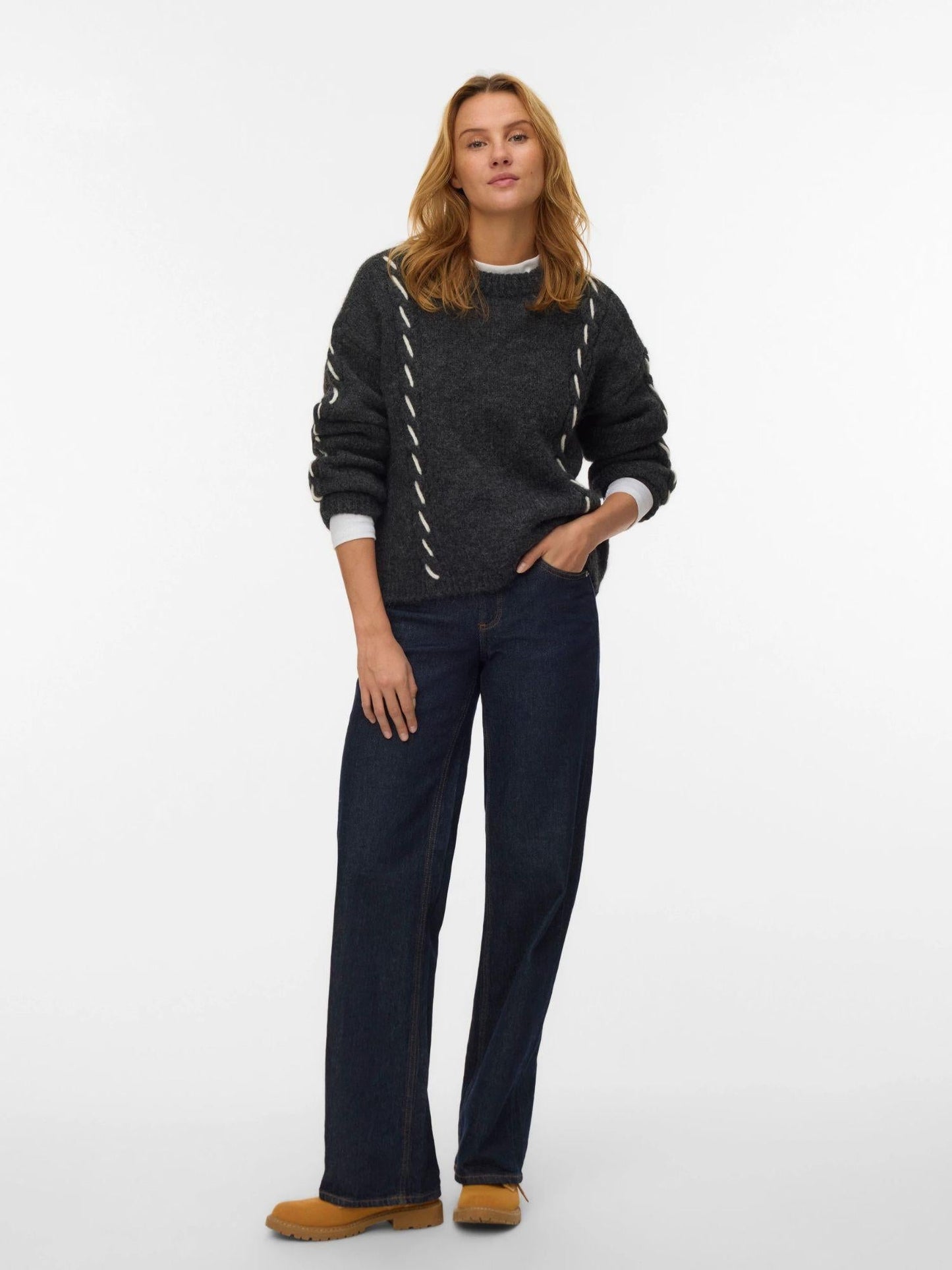 Vero Moda Maglione Donna Ilina Dark Grey Melange