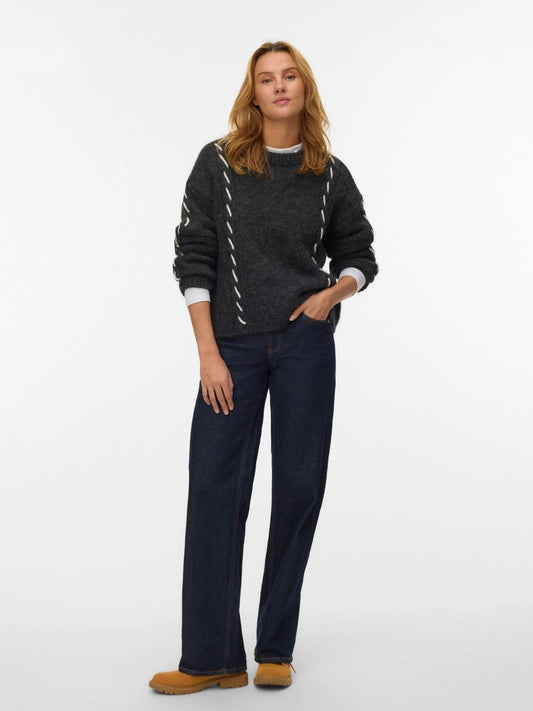 Vero Moda Maglione Donna Ilina Dark Grey Melange