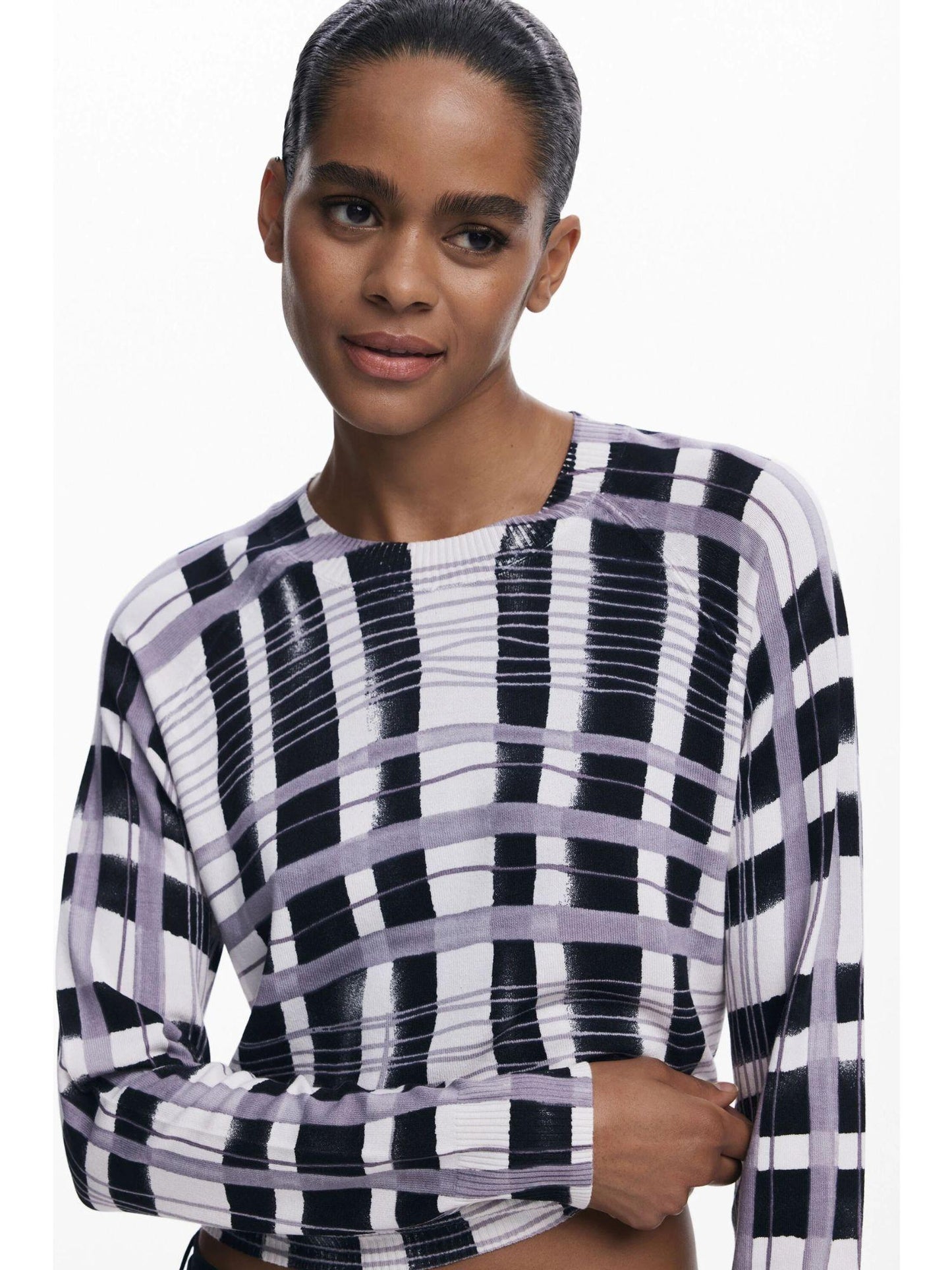 Desigual Maglione a righe mikado Donna Bianco