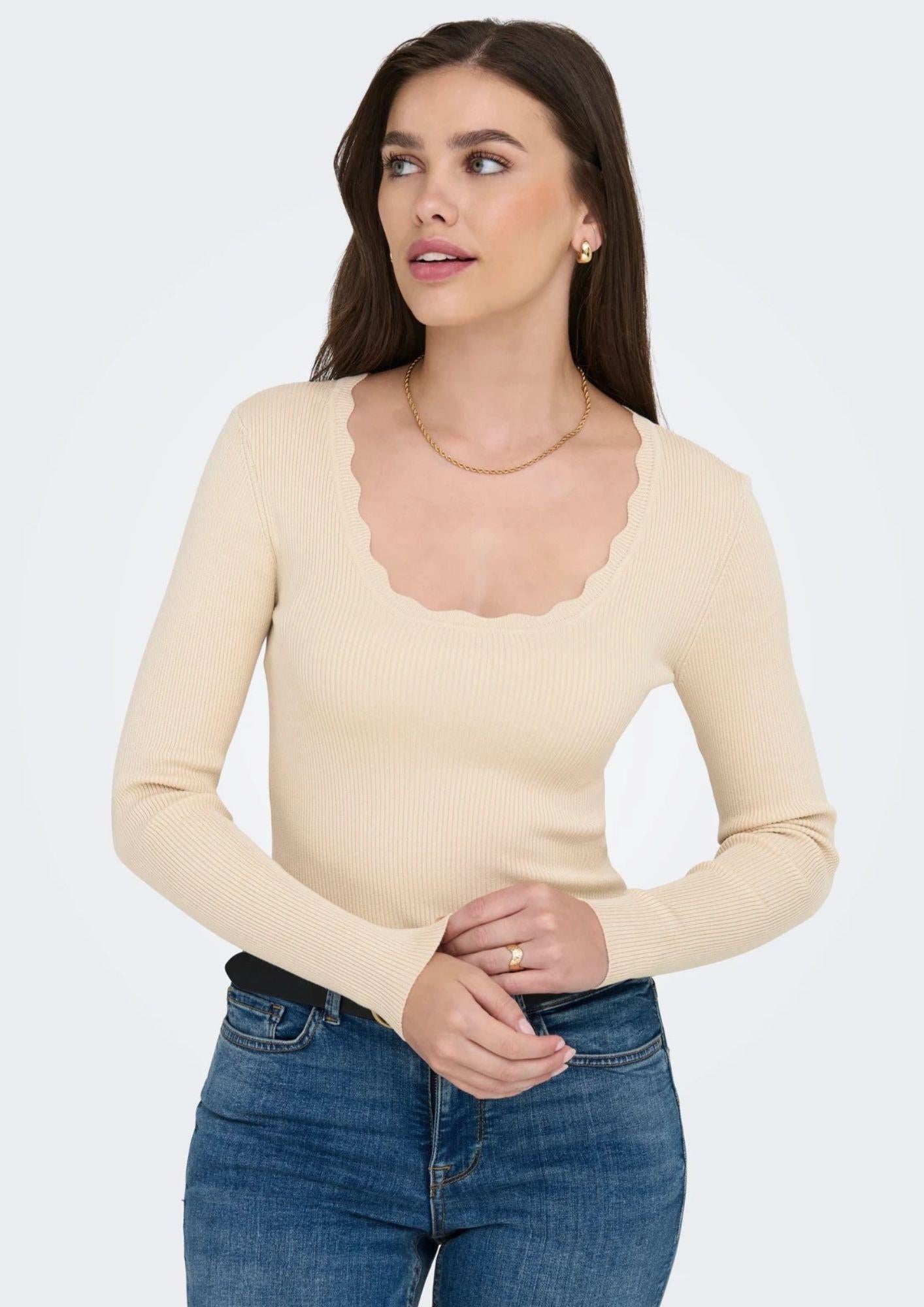 Jacqueline De Yong Pullover Donna Nanna Beige