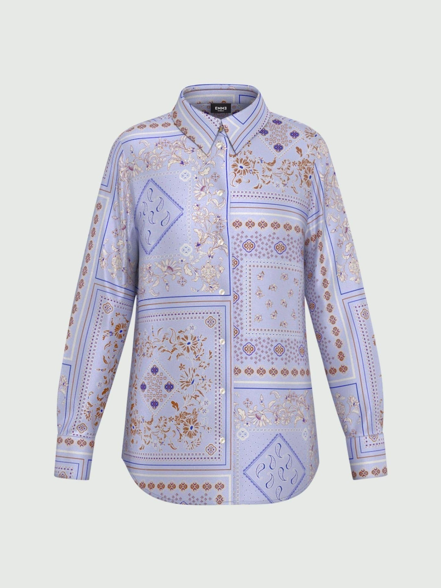 Emme Marella Camicia in twill di viscosa stampata Donna Brunico Azzurro