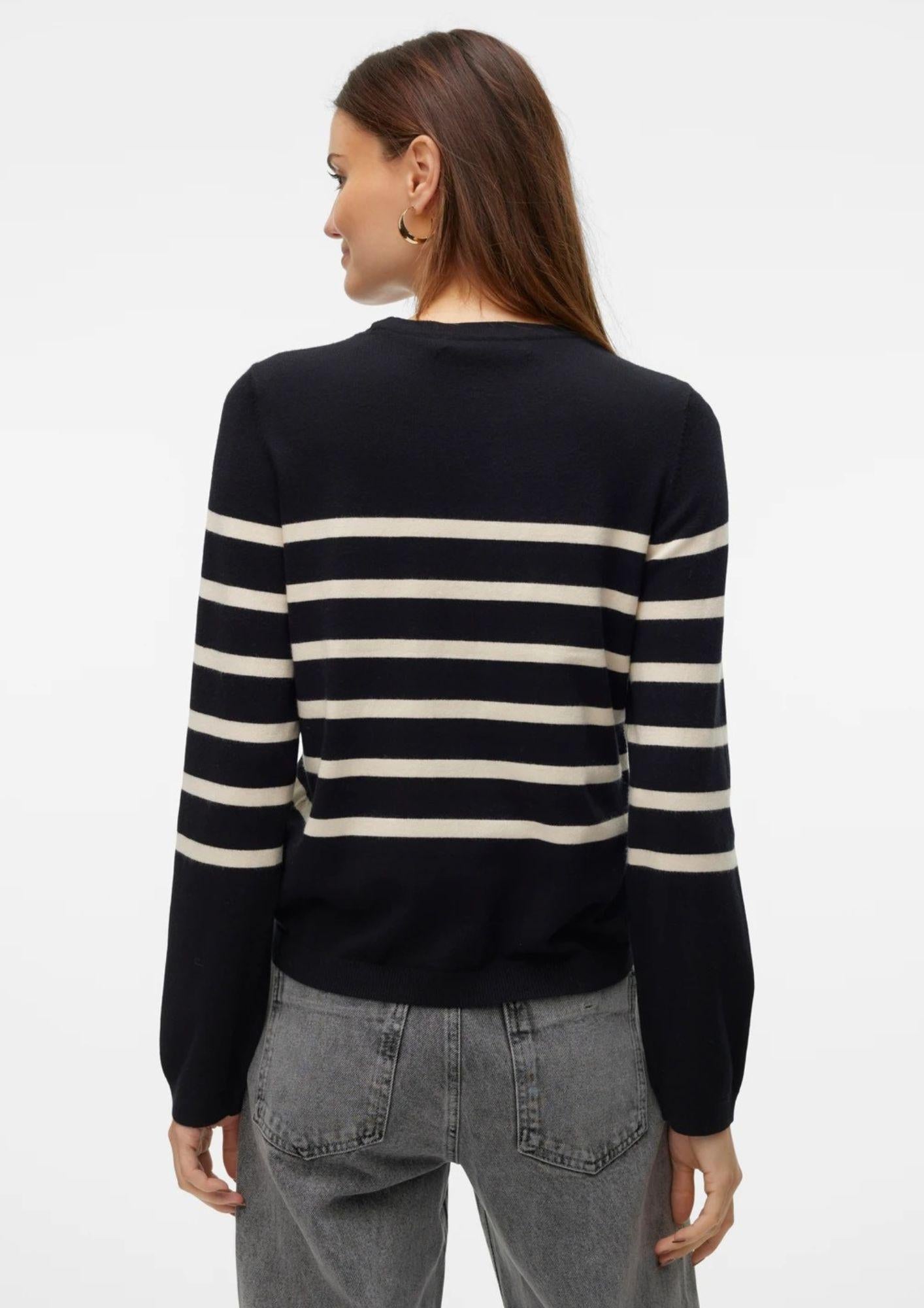 Vero Moda Maglione Donna Saba Nero A Righe Bianche