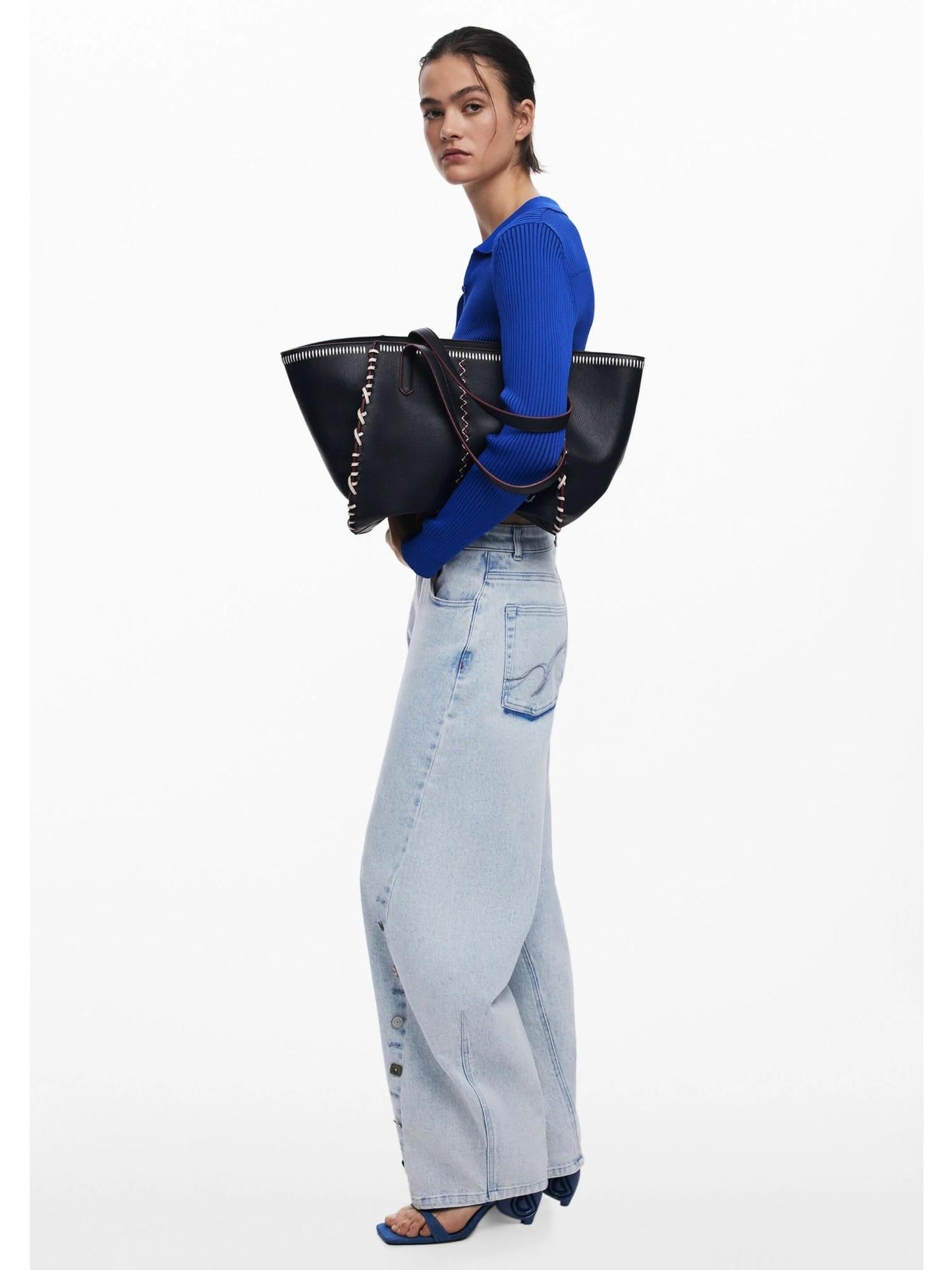 Desigual Borsa shopper grande con cuciture Donna Nero