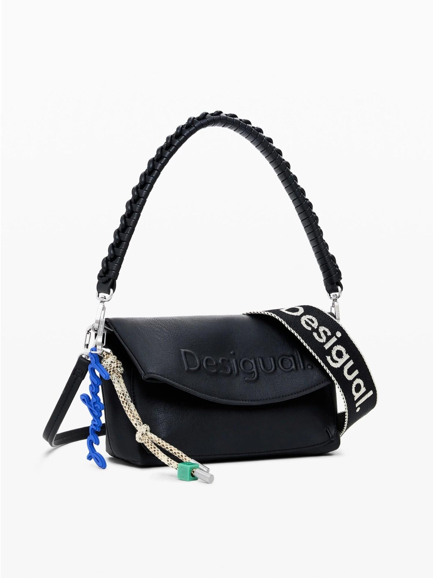 Desigual Borsa con logo 3D a patta media Donna Nero