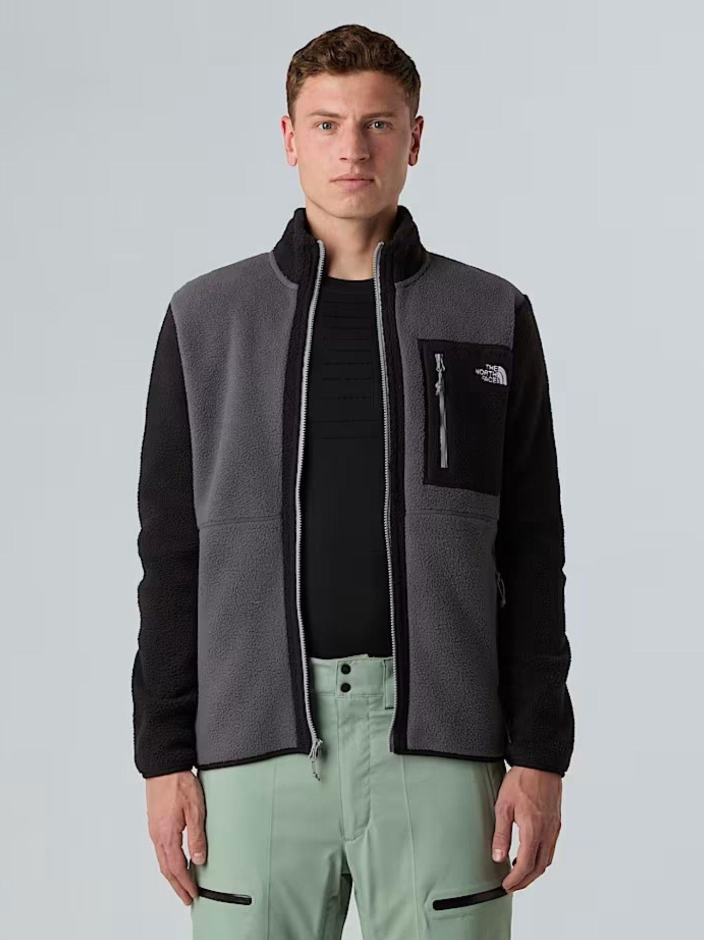 The North Face Giacca In Pile Uomo Yumiori Con Cerniera Integrale Grigio Antracite Nero Grigio Monumento