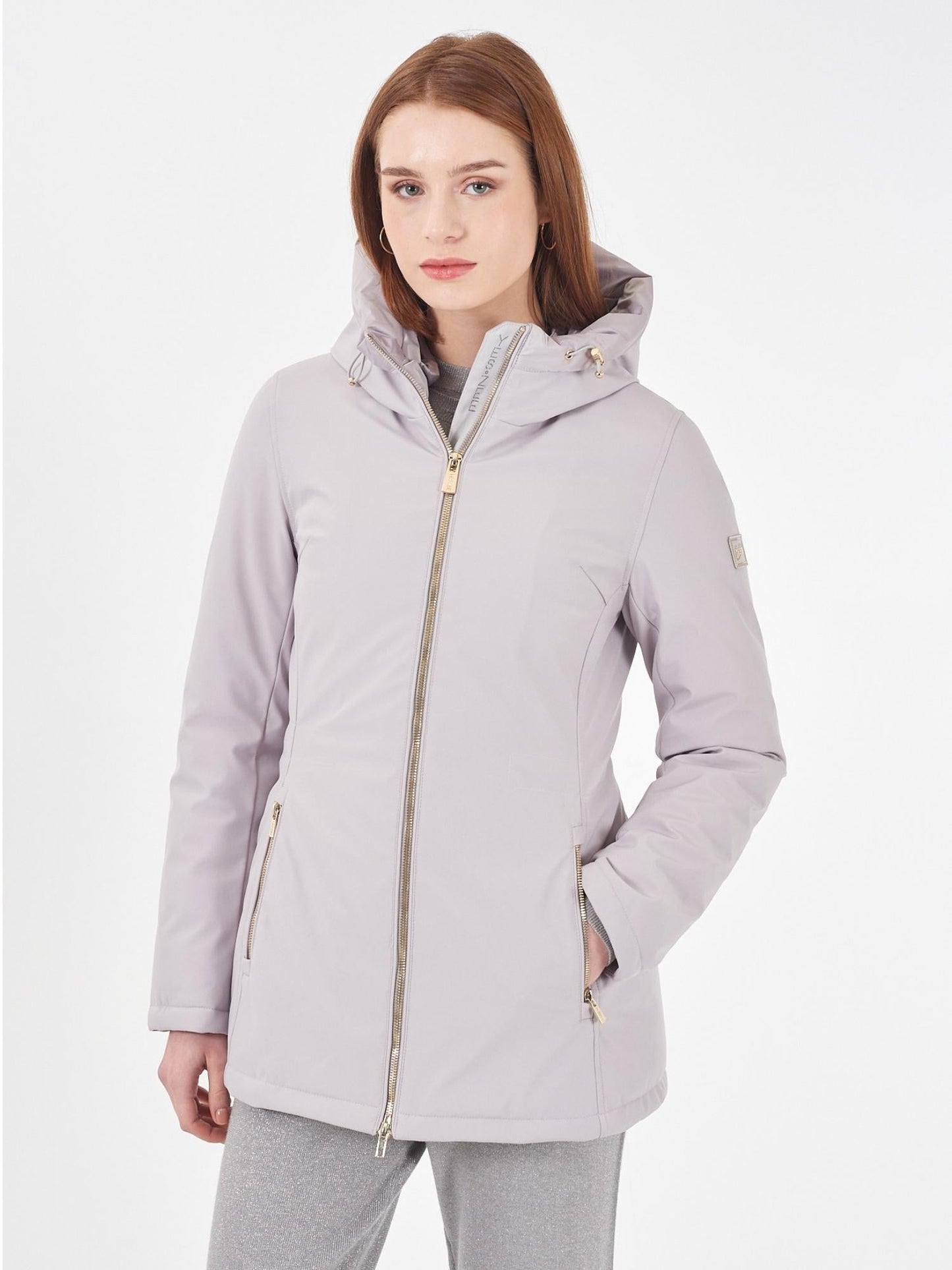 Yes Zee Cappotto Softshell con Cappuccio e Coulisse Donna Grigio Perla