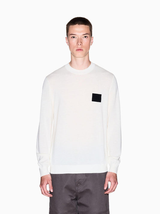 Armani Exchange Maglione girocollo con patch Uomo Bianco