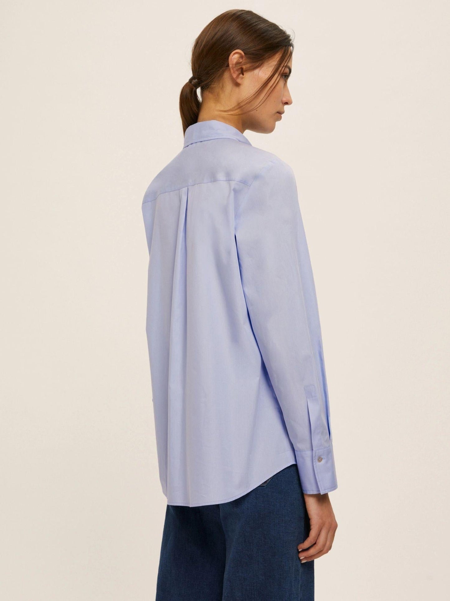 Emme Marella Camicia in popeline con dettagli di perle e strass Donna Valda Azzurro