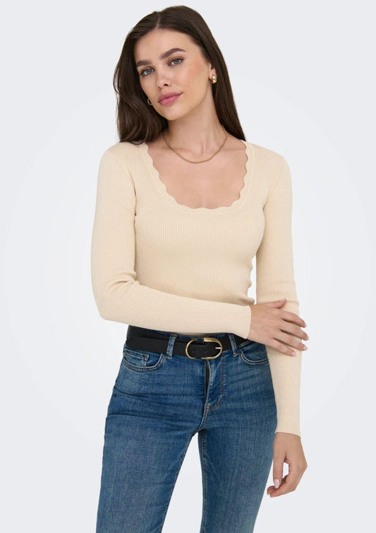 Jacqueline De Yong Pullover Donna Nanna Beige