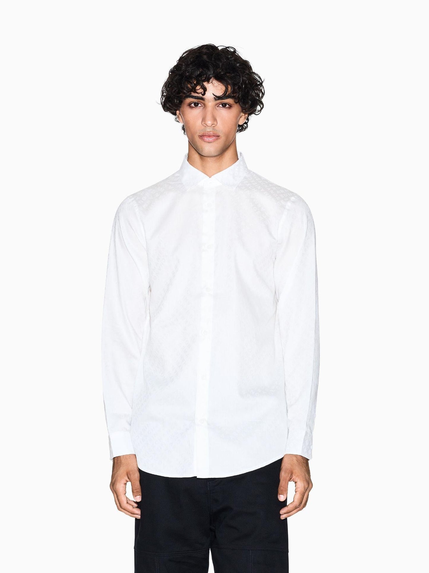 Armani Exchange Camicia regular fit logo allover Uomo Bianco