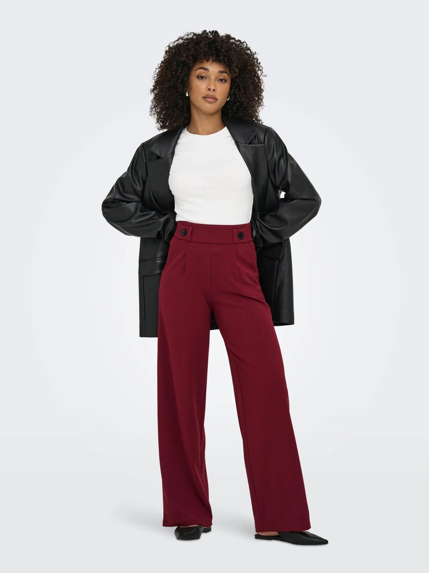 Jacqueline De Yong Pantaloni A Gamba Larga Donna Geggo Wide Leg Fit Cabernet