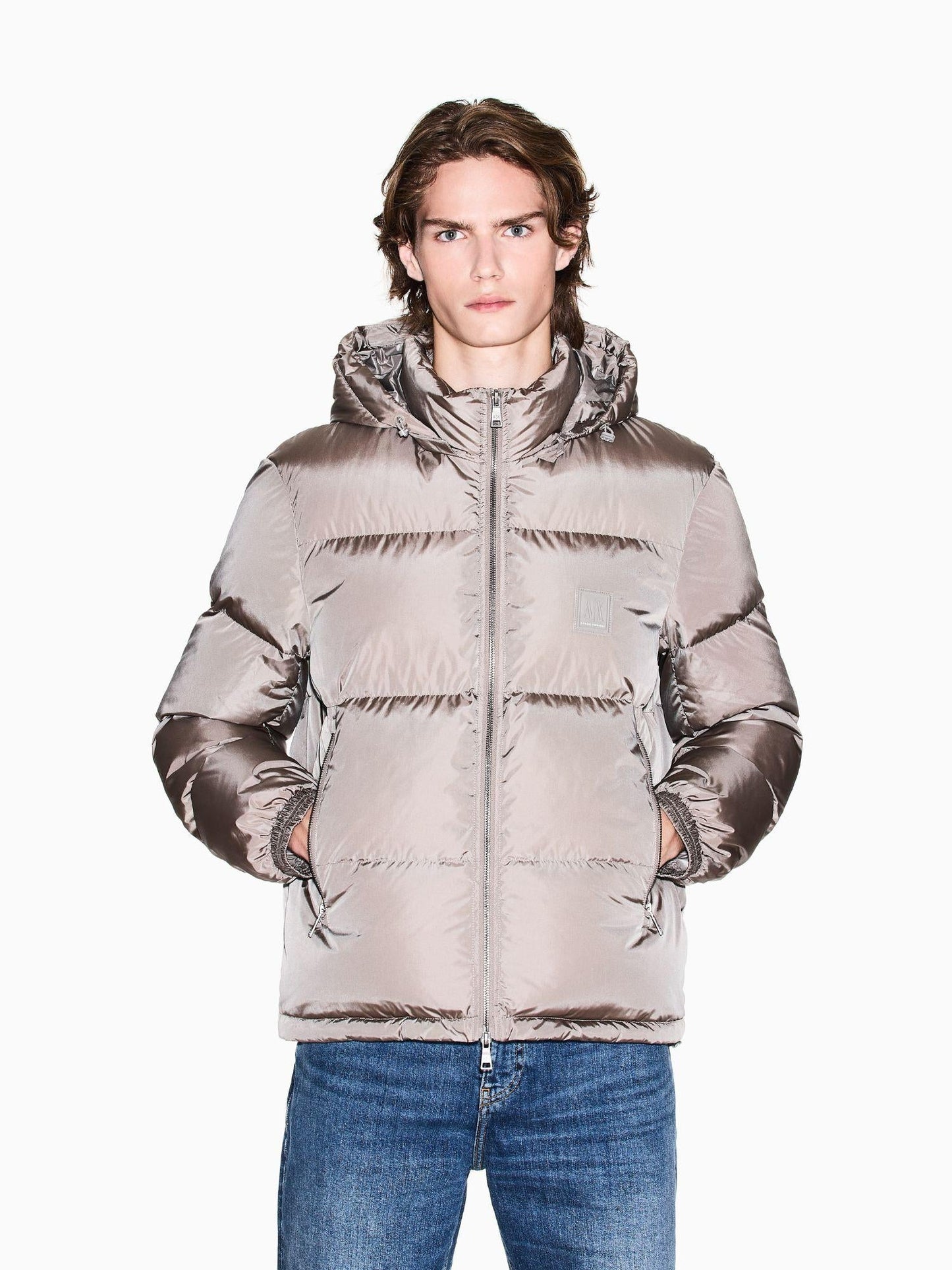 Armani Exchange Piumino Uomo con Cappuccio Beige