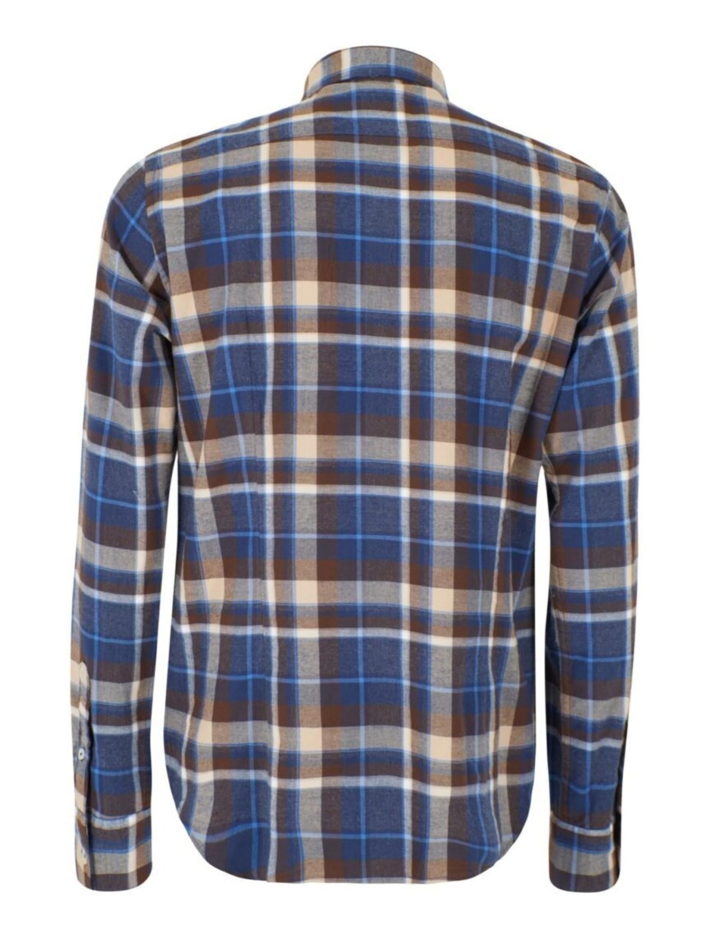 Yes Zee Camicia Collo francese Uomo Blu Marrone Beige