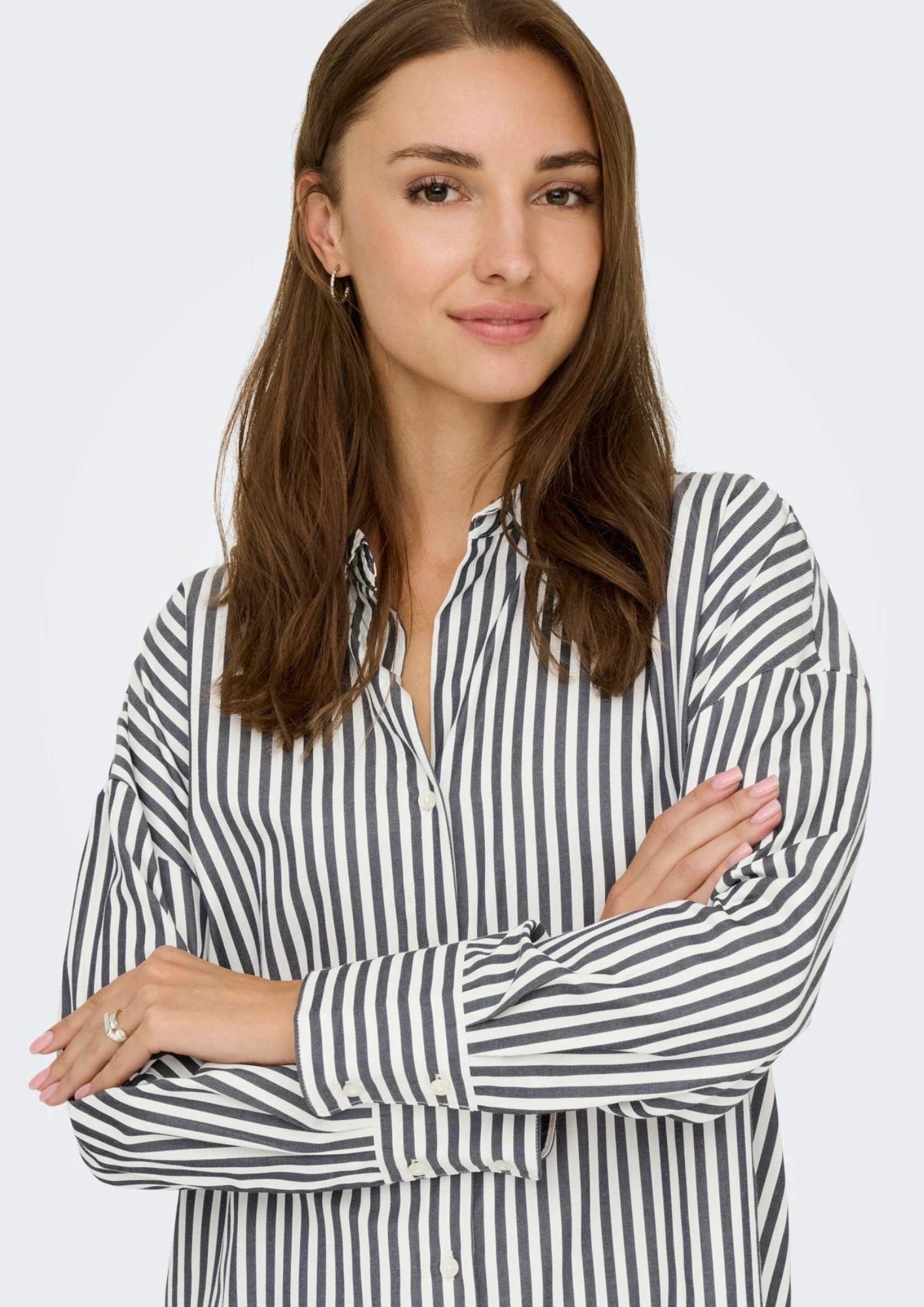 Jacqueline De Yong Camicia Donna Vesper Bianca A Righe