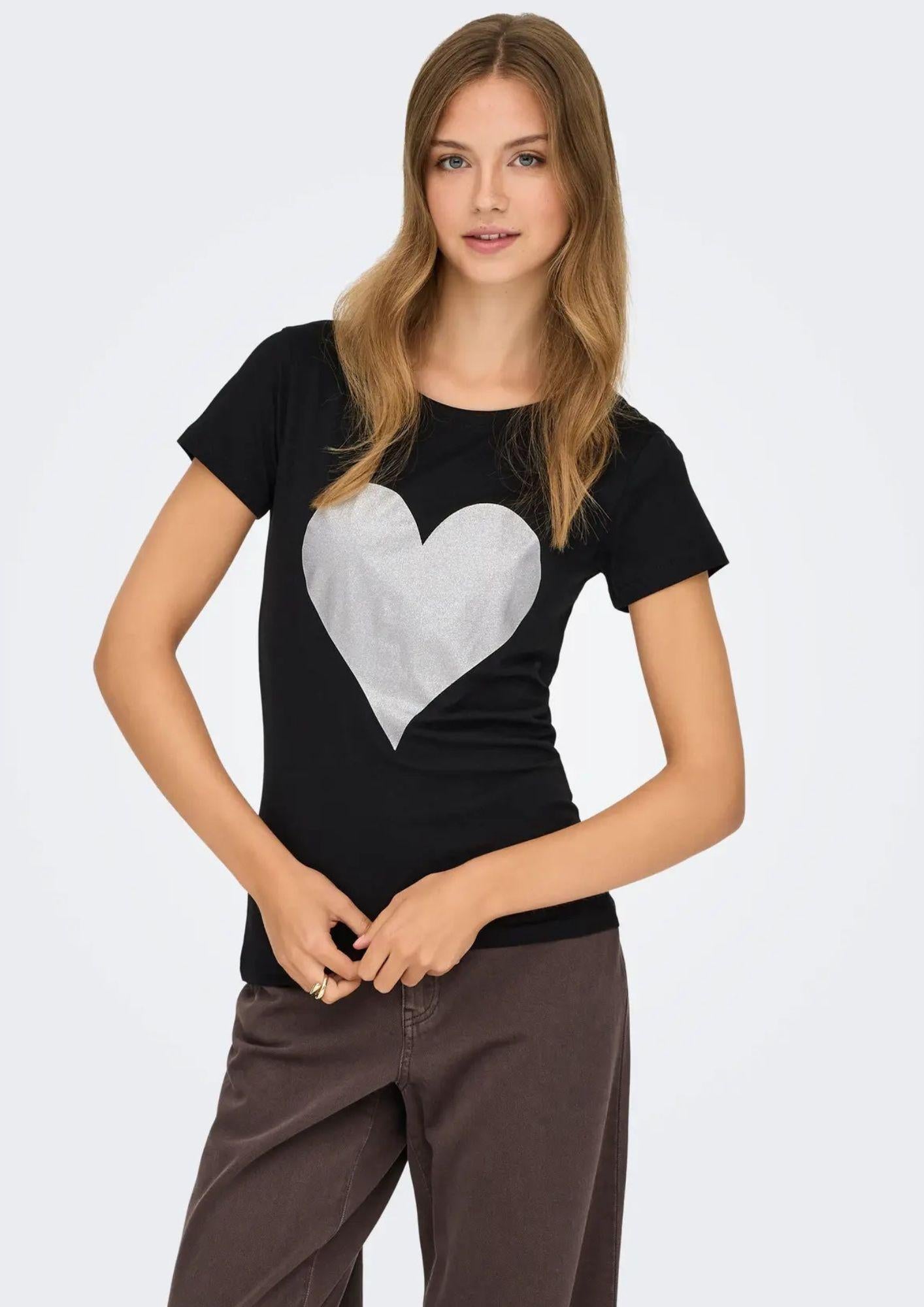 Jacqueline De Yong T-Shirt Donna Paris Nero